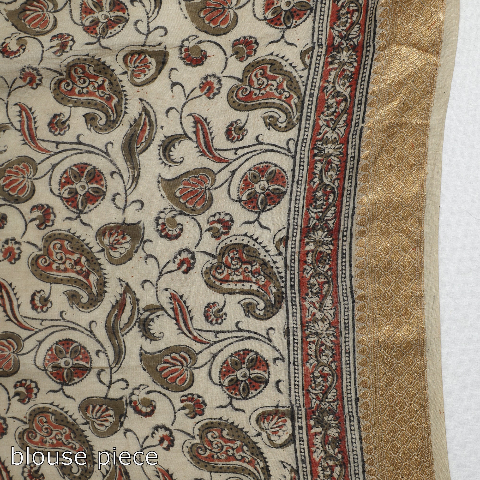 VENKATA BHANU KALAMKARI PEDANA Brown - Original Pedana Kalamkari Block Print Silk Saree - view 7