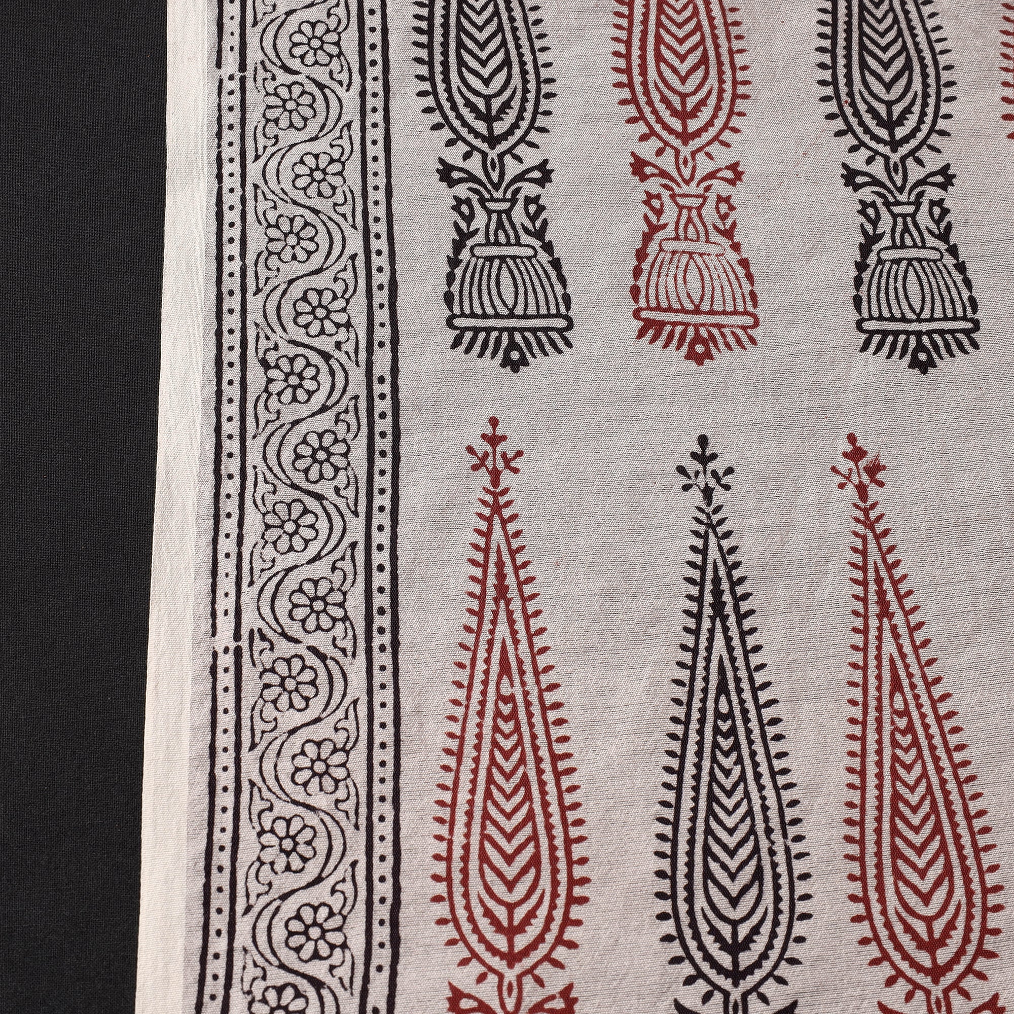BAGH PRINTS BY UMAR FARUK KHATRI Beige - Bagh Hand Block Printed Chanderi Silk Handloom Fabric - view 4