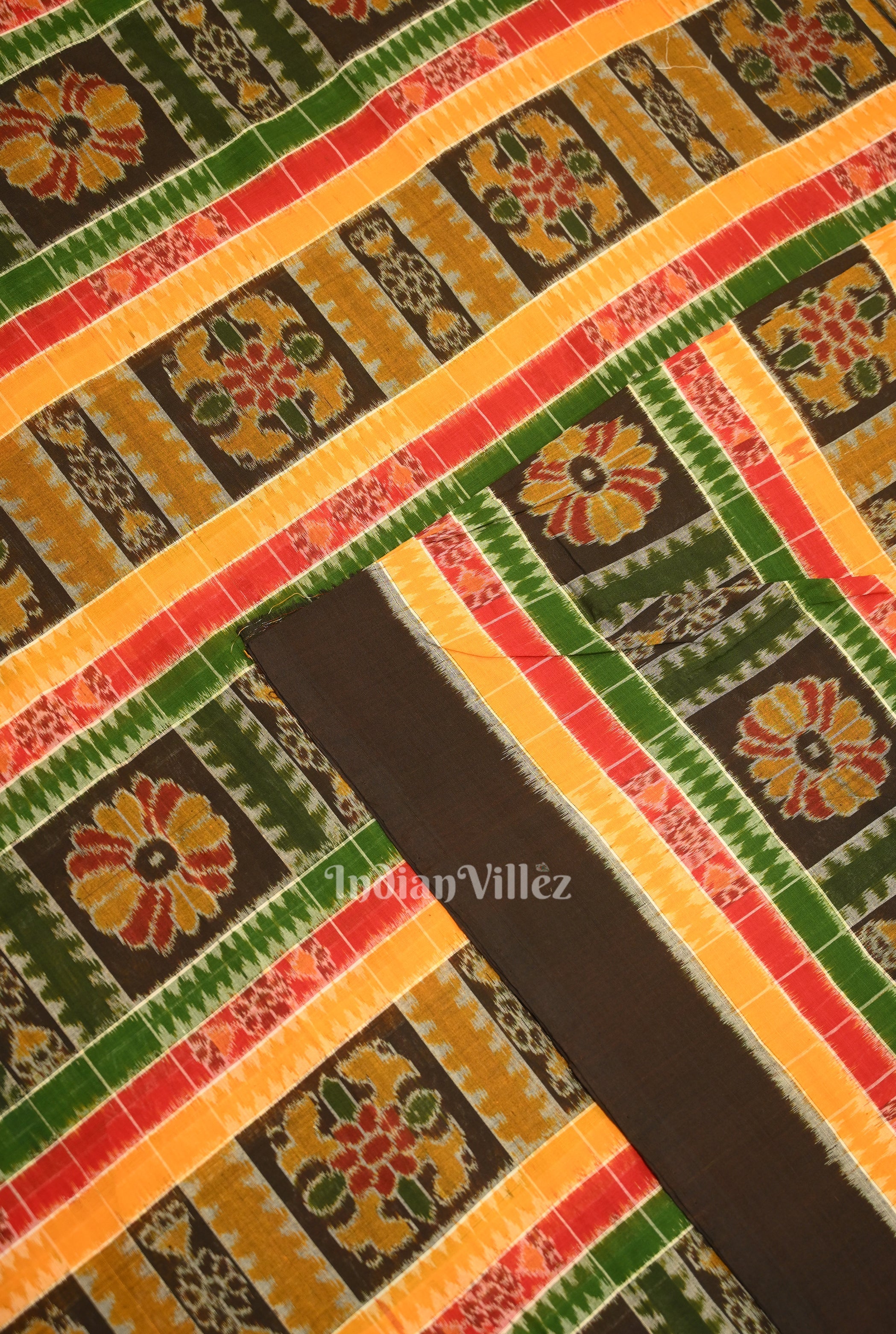 IndianVillèz Multicolored Utkal Laxmi Sambalpuri Cotton Fabric - view 2