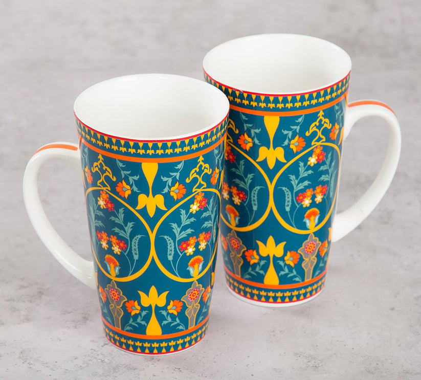 Milk coffee mugs – India Circus Swirling Safari Tall Milk/Coffee Mugs | 600 ml | Set of 2 Pcs