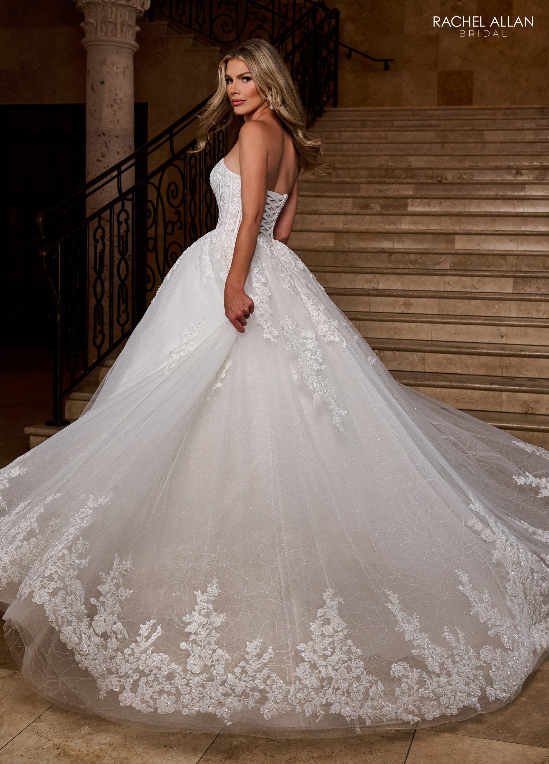 Mary's Bridal Ball Gowns Collection Applique Strapless Bridal Gown by Rachel Allan RB6166 - view 3