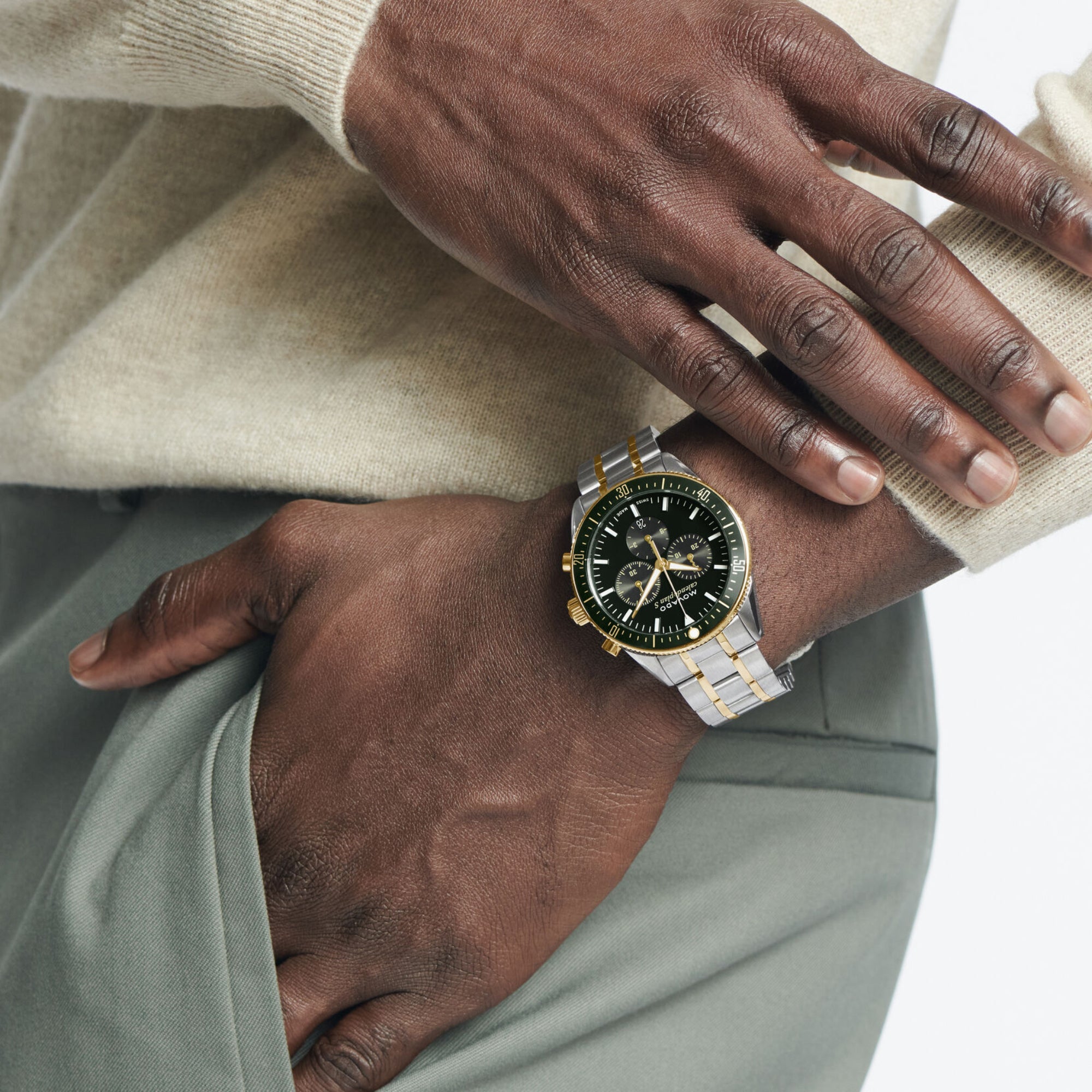 Movado Heritage Men Quartz Green Dial Chronograph Stainless Steel Watch 3650167 - view 2