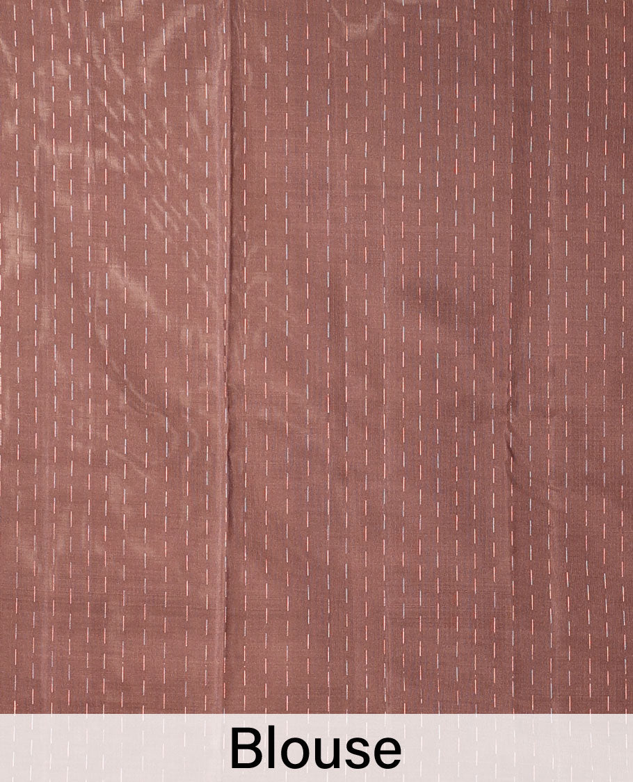 Mayuri Menpattu - Soft Silk Borderless deep coffee brown soft silksaree with dotted strip & unique buttas on its body,self-pallu of intricate design - view 5