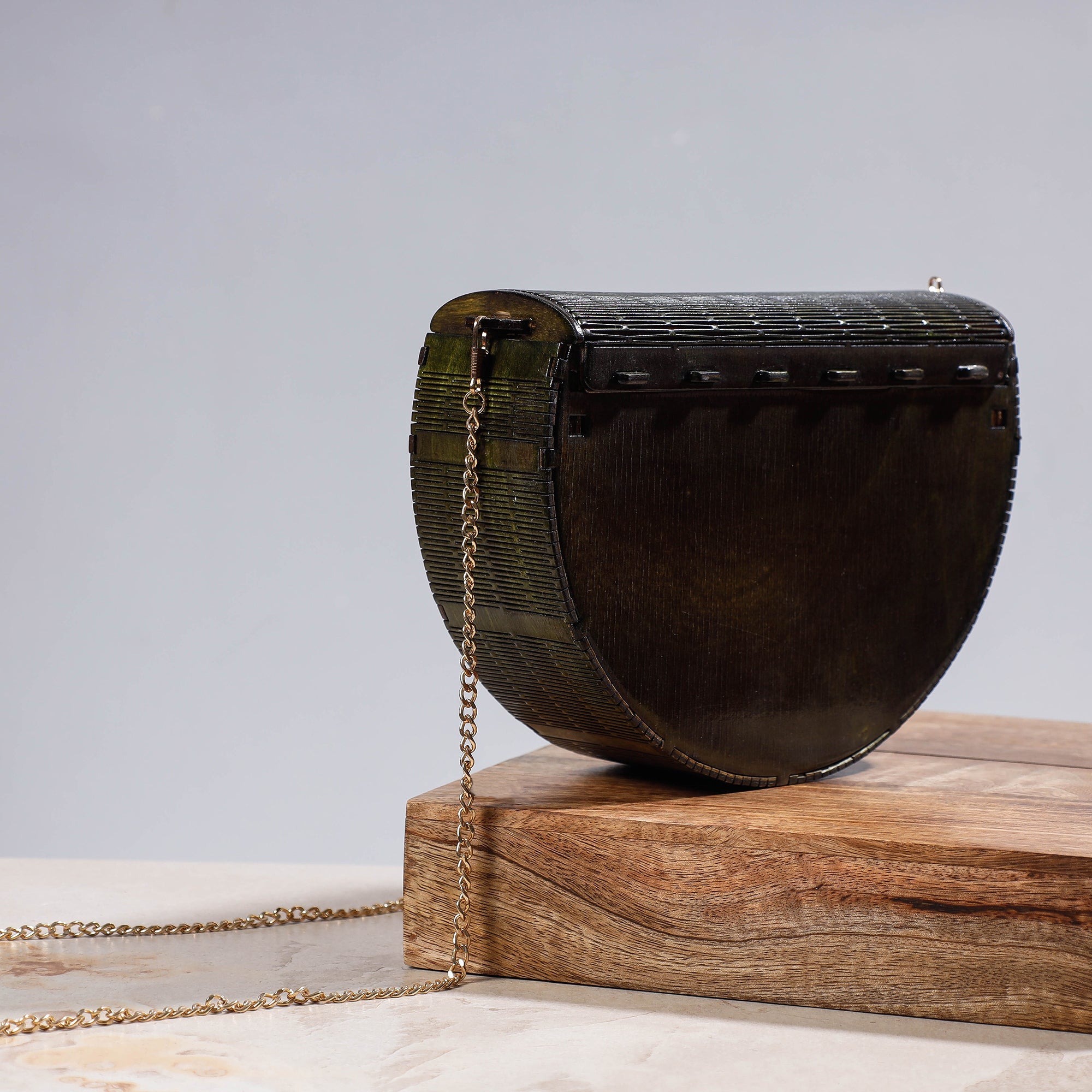 NABARD - ARTISAN CONNECT Black - Handcrafted Birch Wooden Sling Bag - view 2