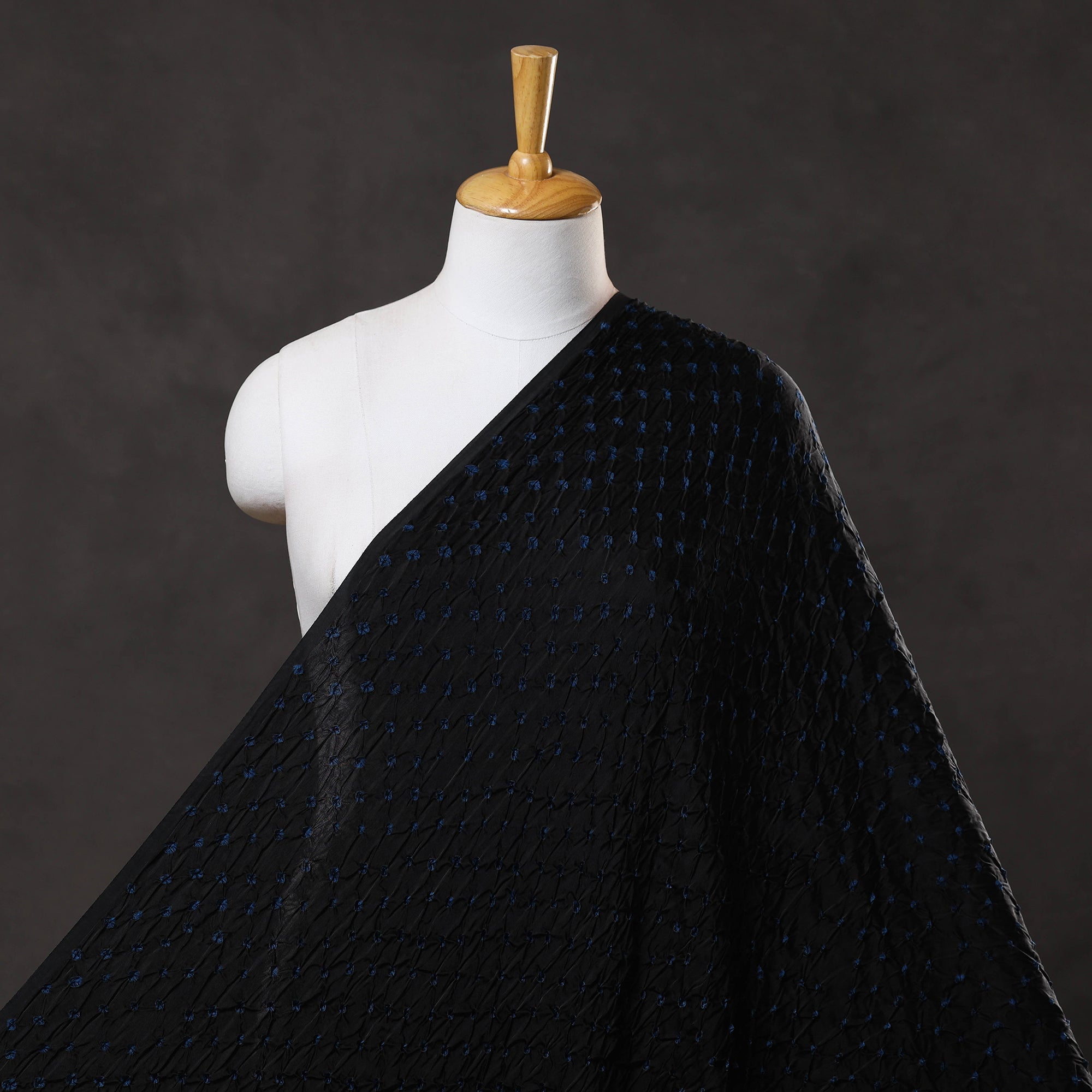 KACHCHH JI CHHAAP Black - Kutch Tie & Dye Modal Silk Bandhani Fabric 01 - view 2