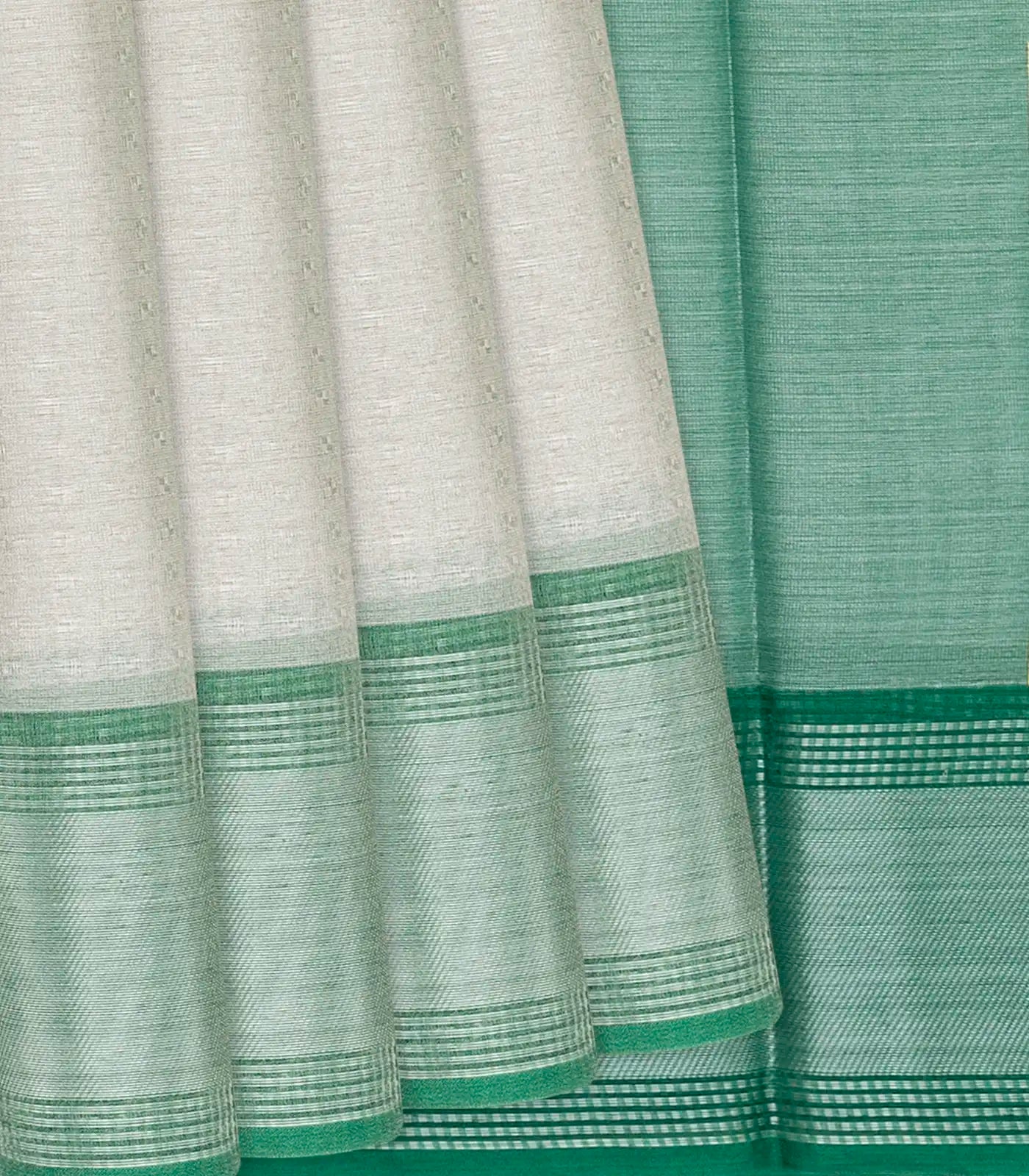 RmKV Grey Blended Tussar Tissue Saree With Green Border-Grey