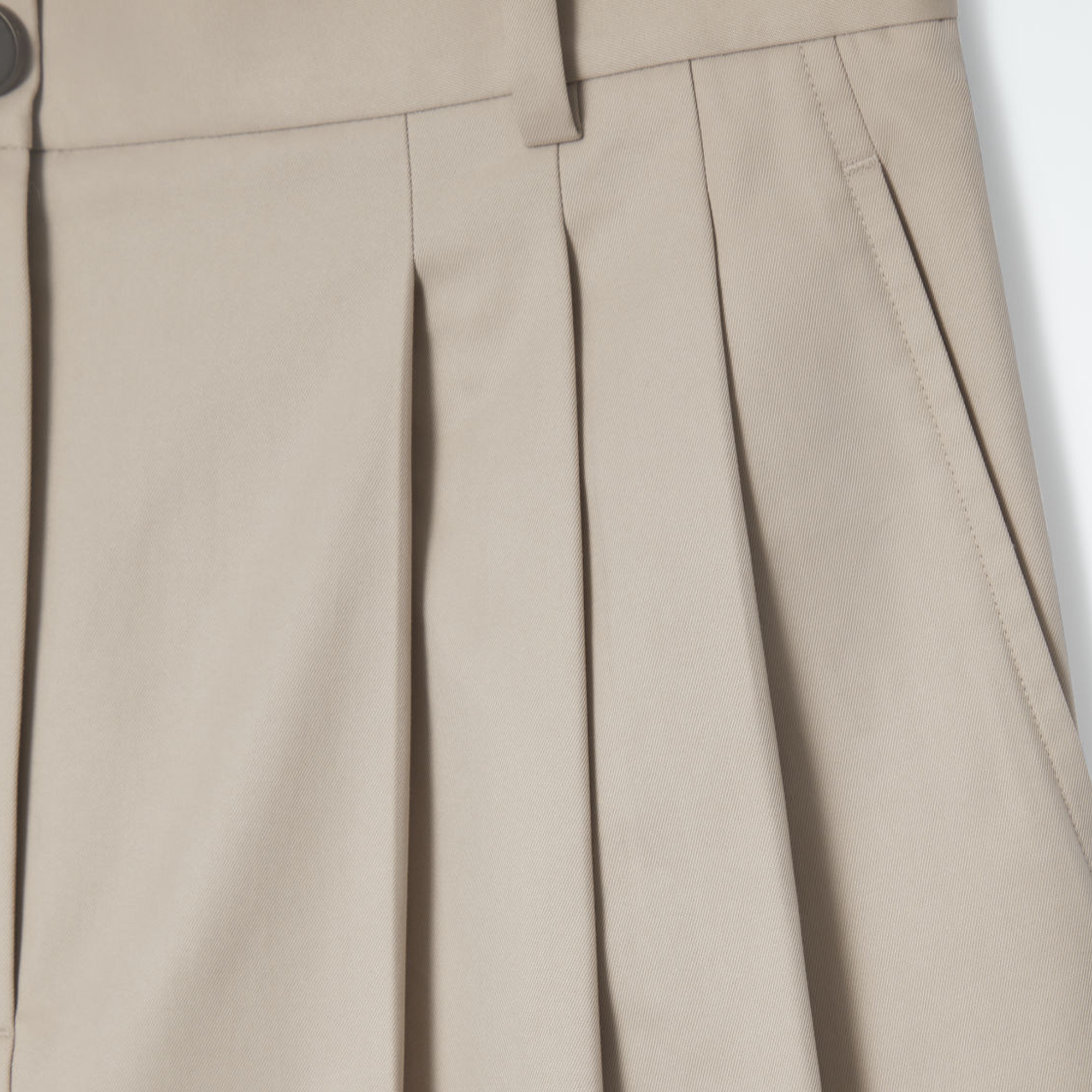 Cos Pleated Barrel-Leg Cotton Pants – Beige - view 2