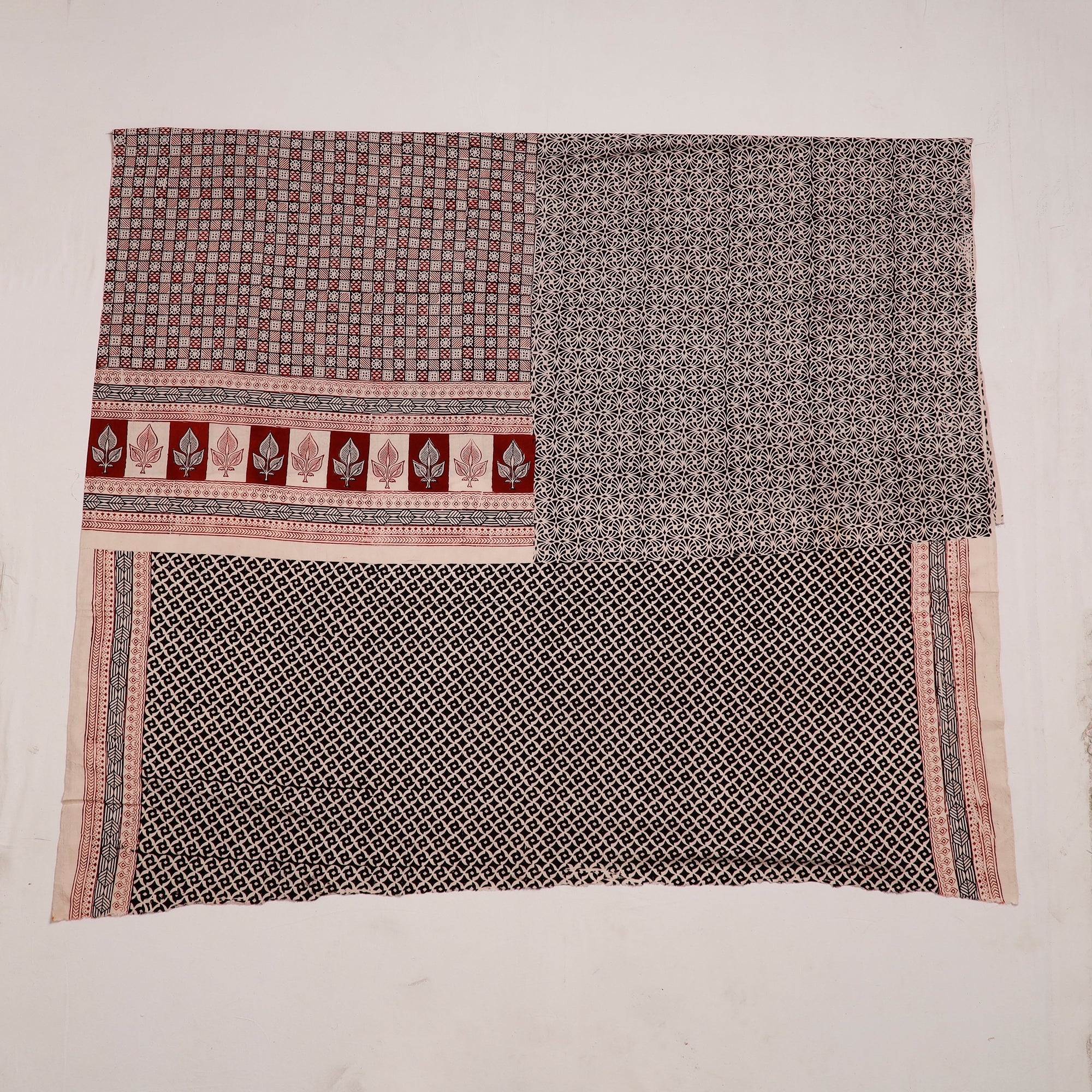 BAGH PRINTS BY MOHAMMED BILAL KHATRI Black - Natural Dyed Cotton Bagh Print Kurta Material (2.2 m) 05