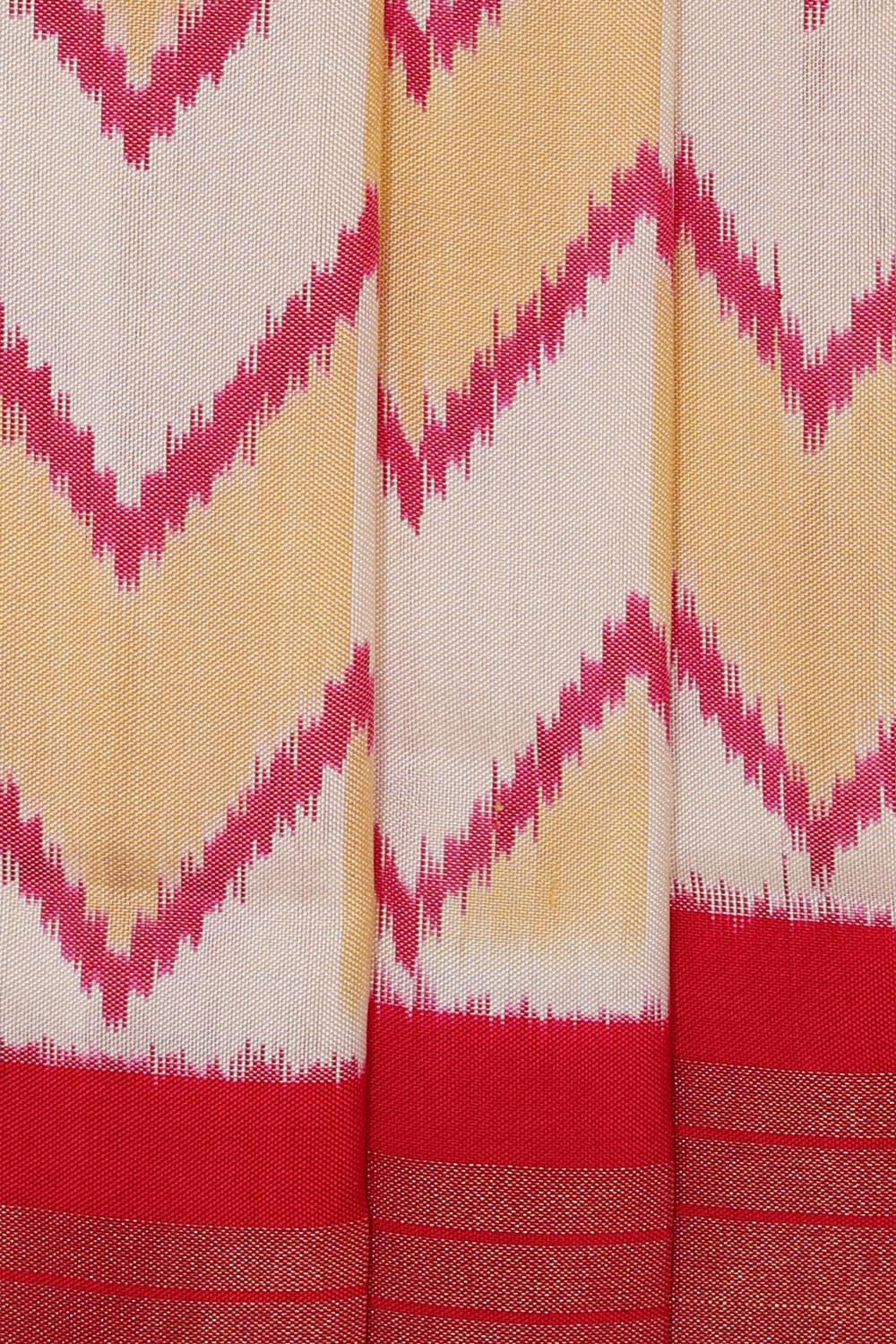 Kalanjali Ikat Silk Cream Saree – Women's - view 2