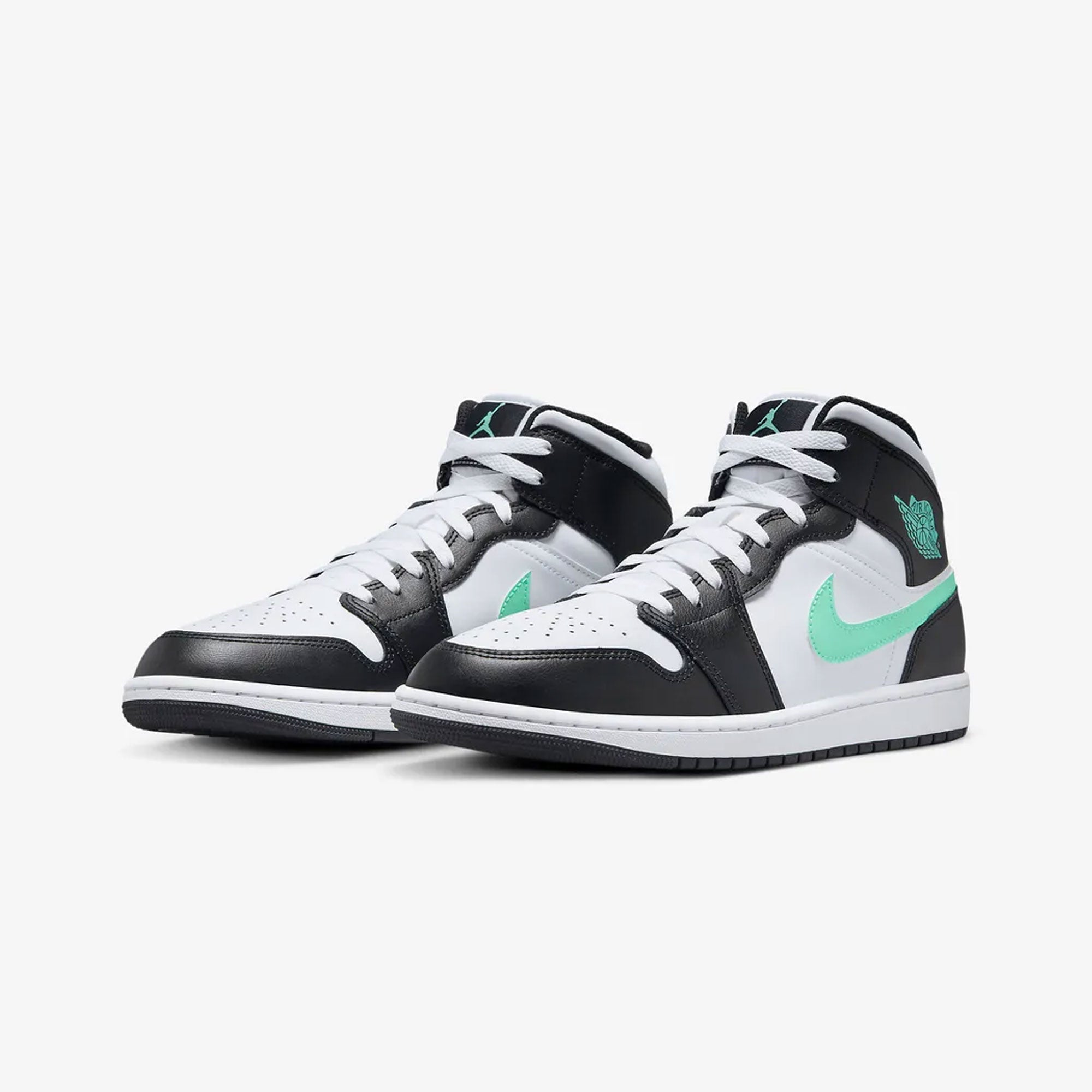Jordan | AIR JORDAN 1 MID { WHITE/GREEN GLOW-BLACK - view 2