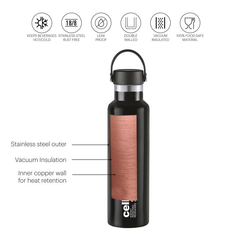 Cello Aqua Bliss Flask, Vacusteel Water Bottle, 1100ml - view 12