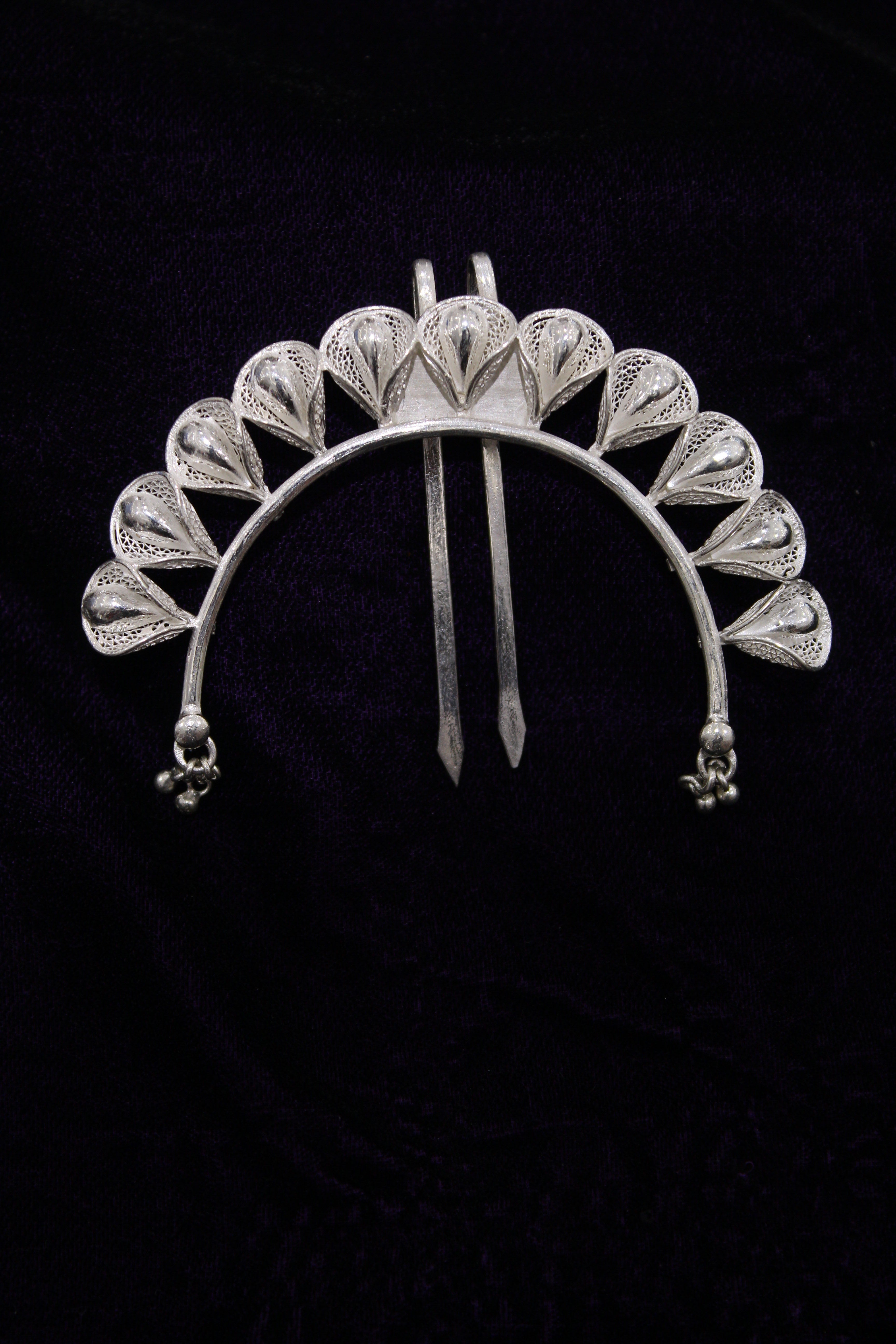 Indianvillez Bouquet Design Silver Filigree Hair Pin