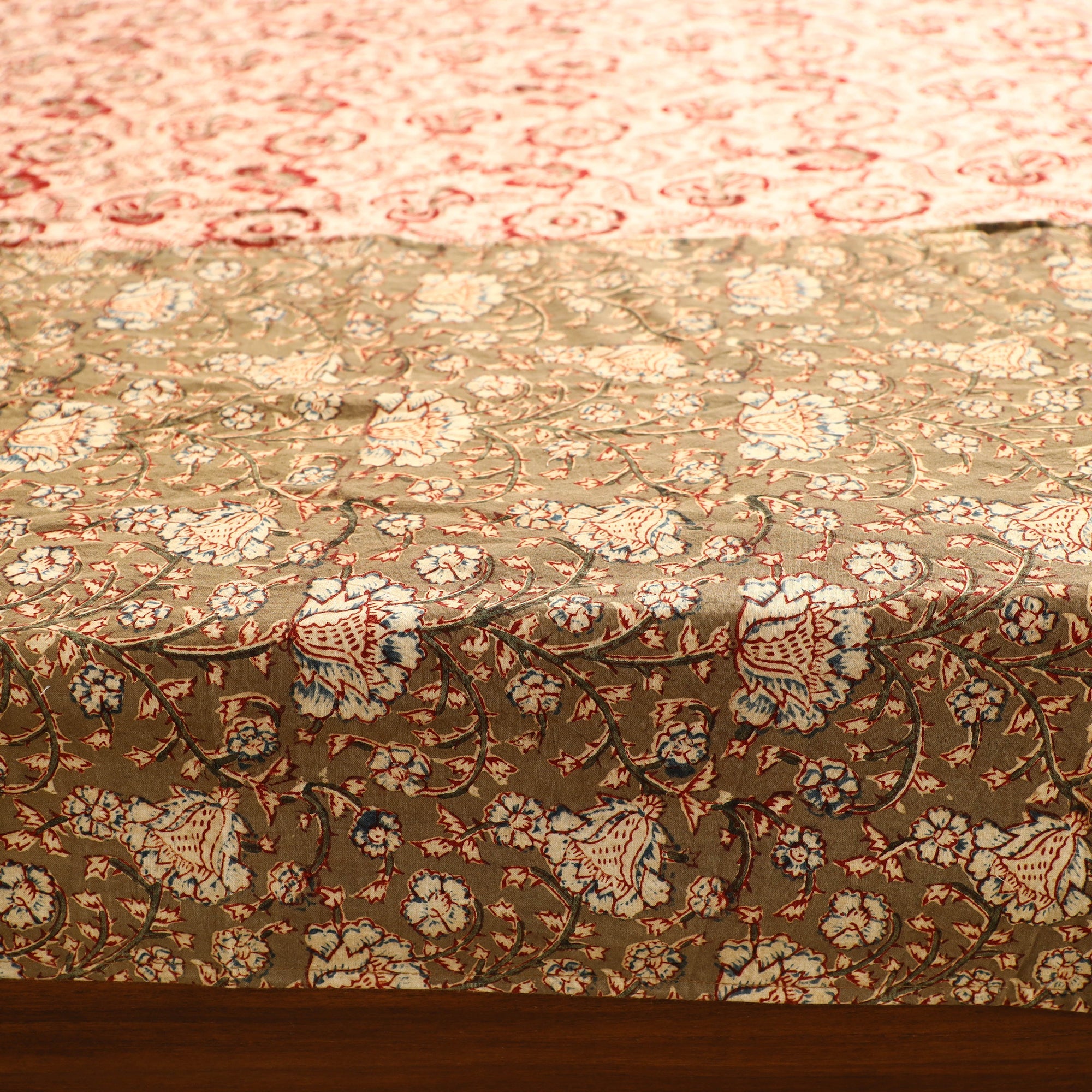 NOORI BAZAR Brown - Kalamkari Block Printed Patchwork Cotton Double Bed Cover With Pillow Covers (108 x 90 in) - view 5