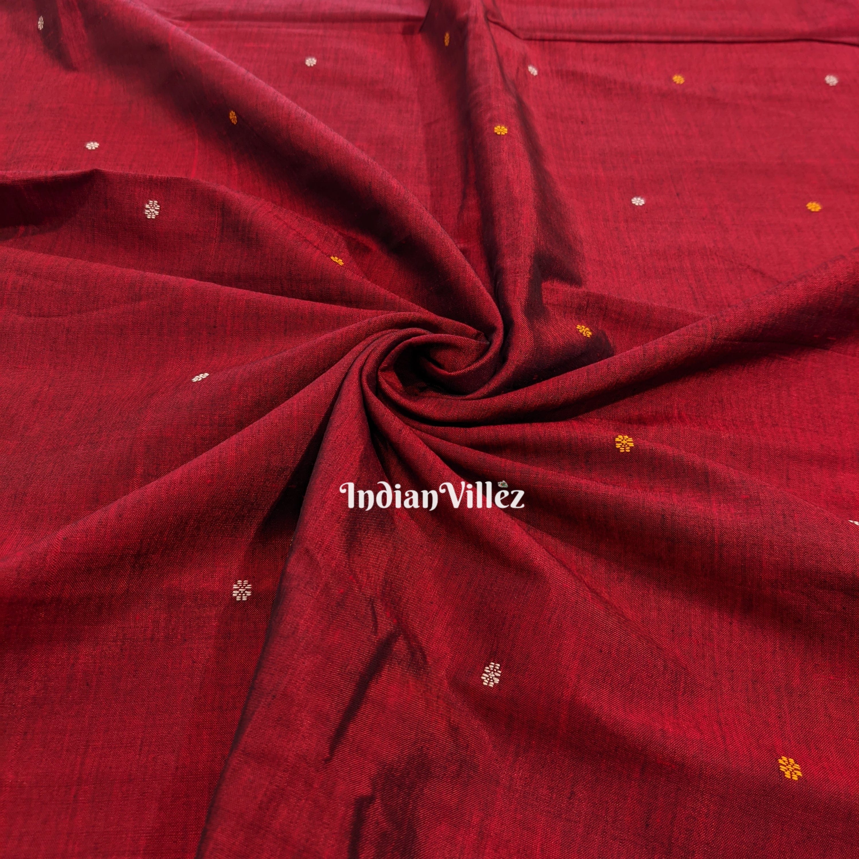 IndianVillèz Maroon Odisha Handloom Bomkai Ikat Silk Cotton Fabric