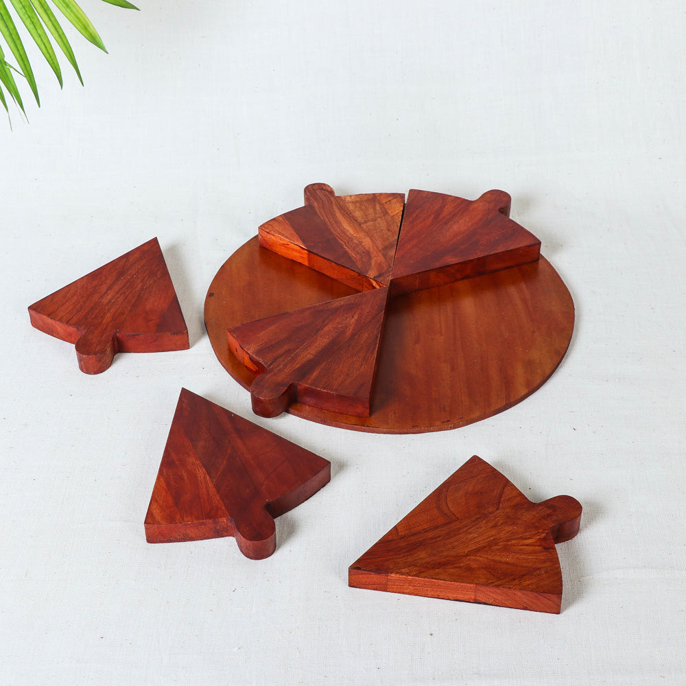 Pizza platter serving – HAVELI CHRONICLES Brown - Pizza Platter / Serving Tray - Handcrafted with Sheesham Wood