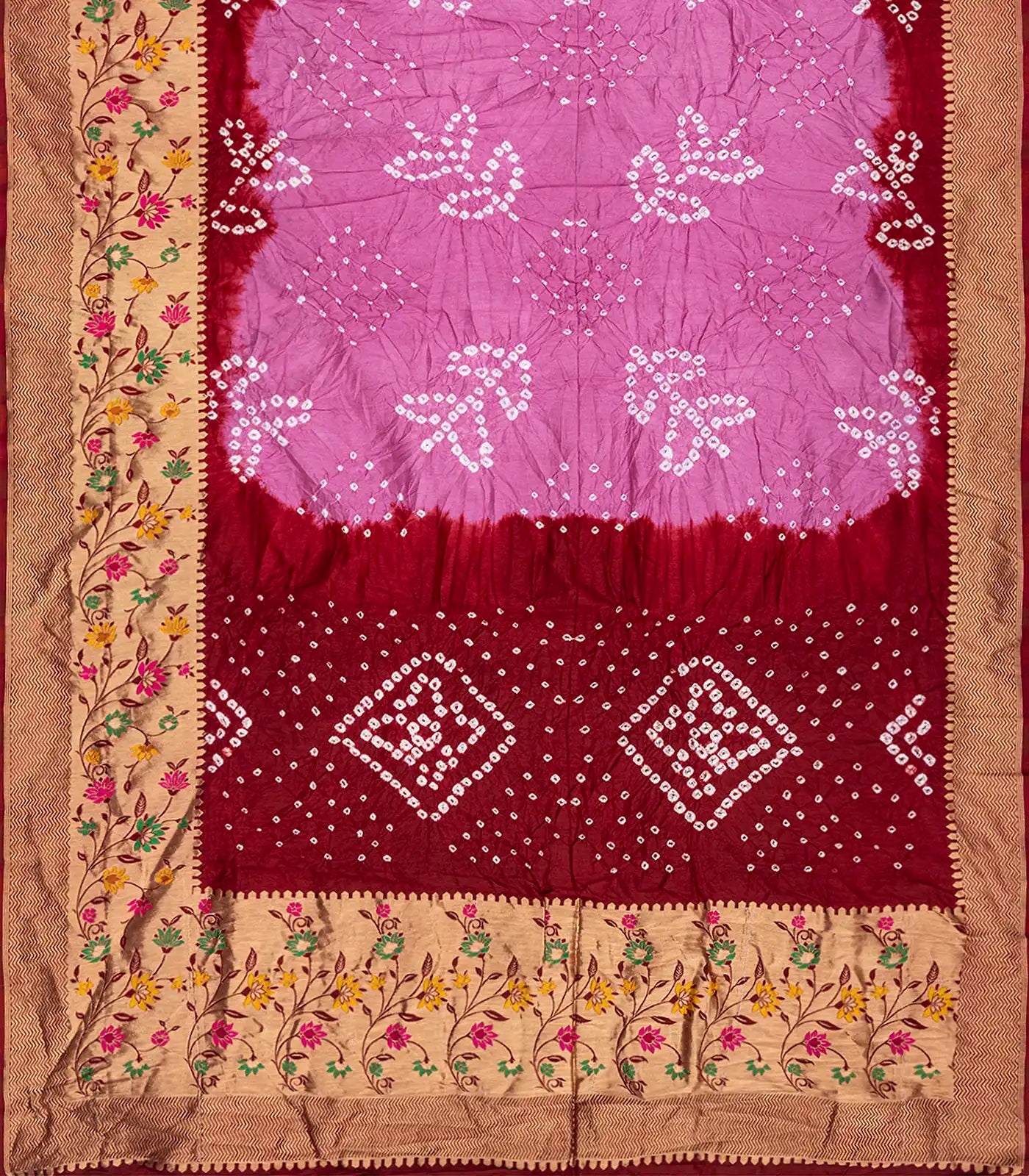RmKV Lavender Woven Blended Bandhej Saree With Paithani Border-Lavander - view 2