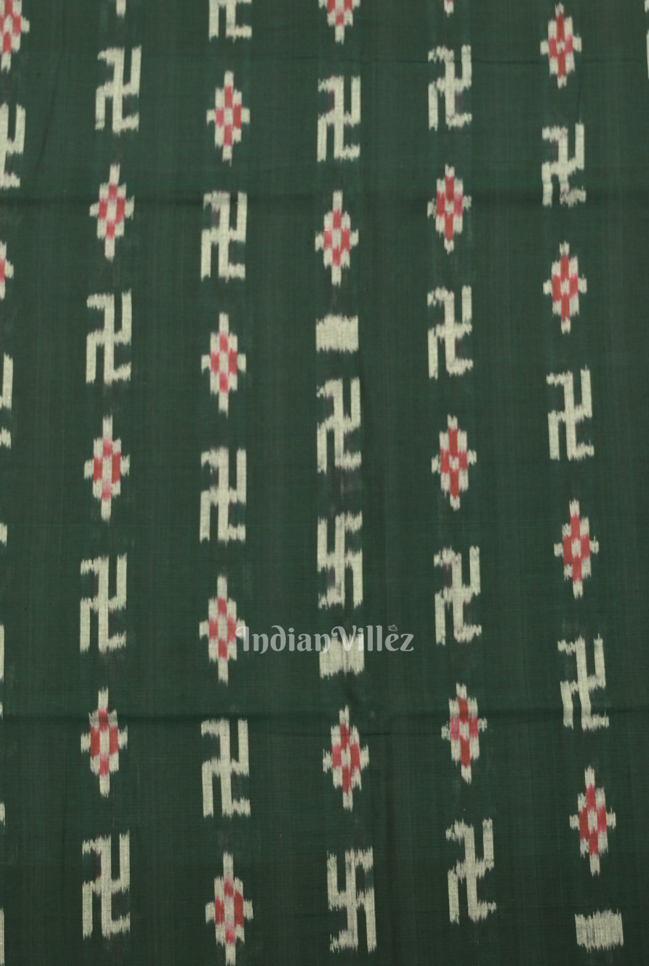 IndianVillèz Green Swastik Sambalpuri Ikat Cotton Fabric - view 3