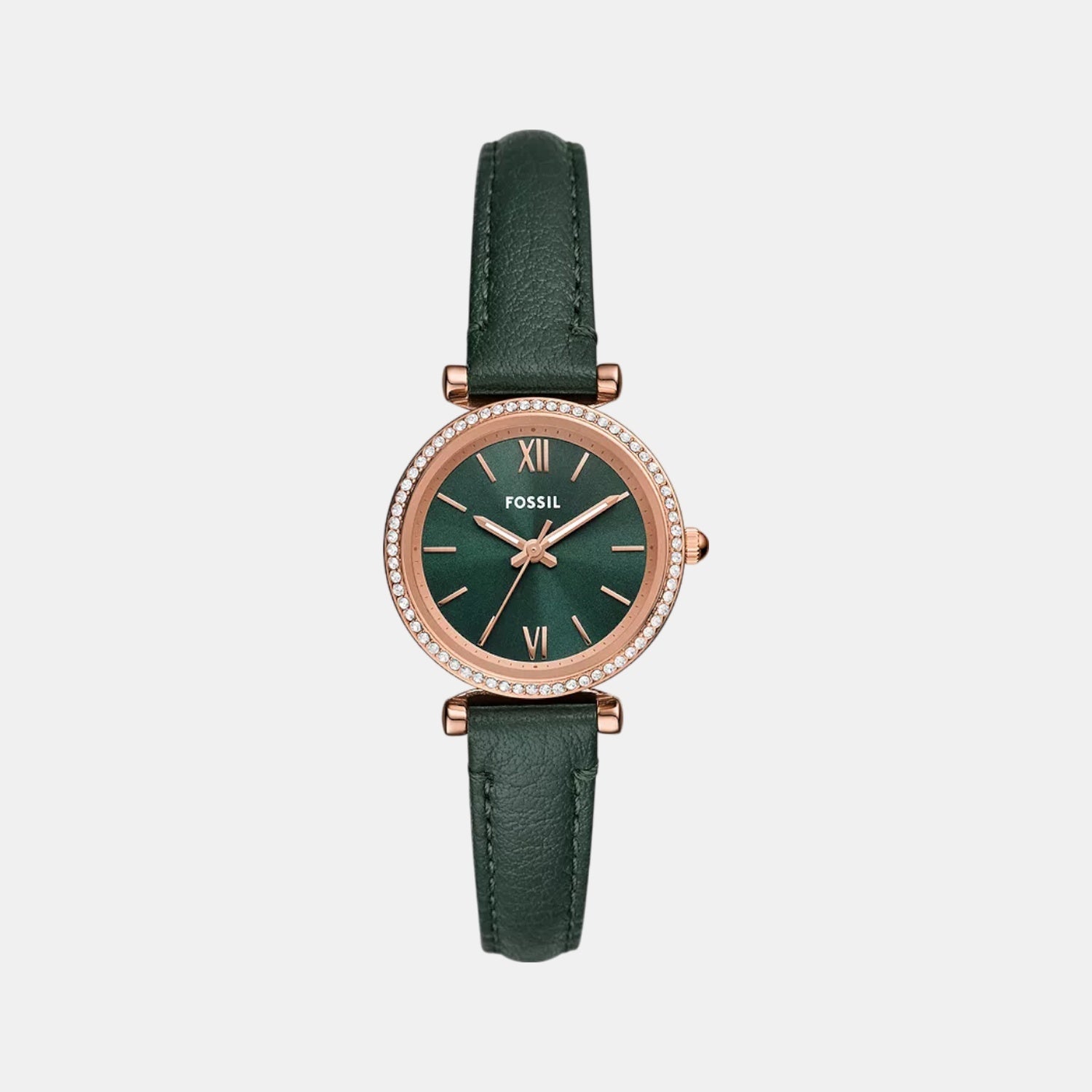 Fossil Carlie Women Quartz Green Dial Analog Leather Watch ES5370