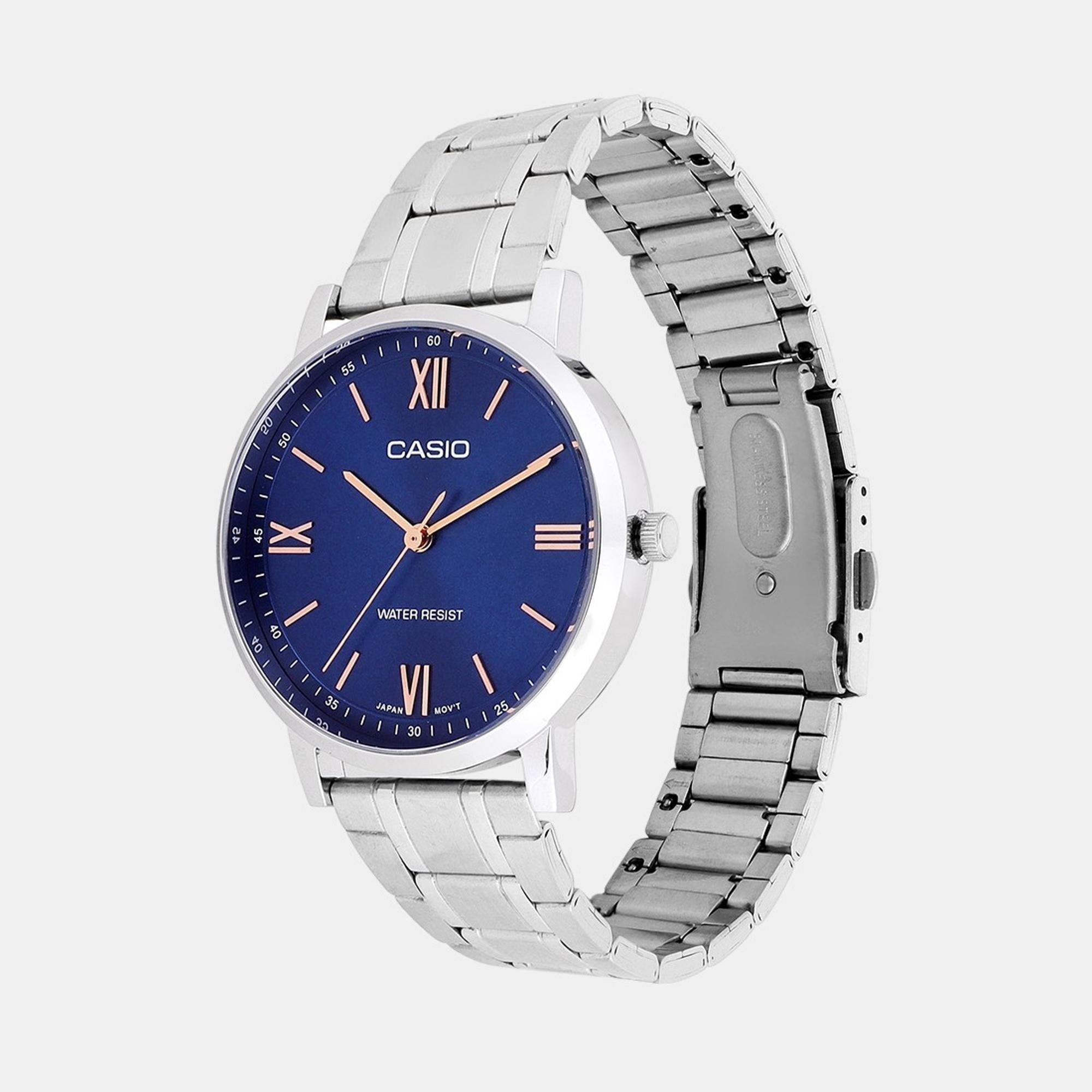Casio Enticer Men Quartz Blue Dial Analog Stainless Steel Watch A2154 - view 2