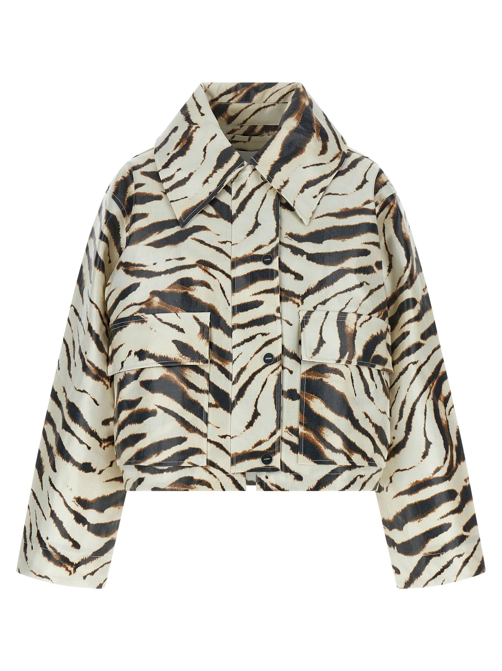 Ganni Laminated Fabric Jacket – 45% hee 37% co 18% pu