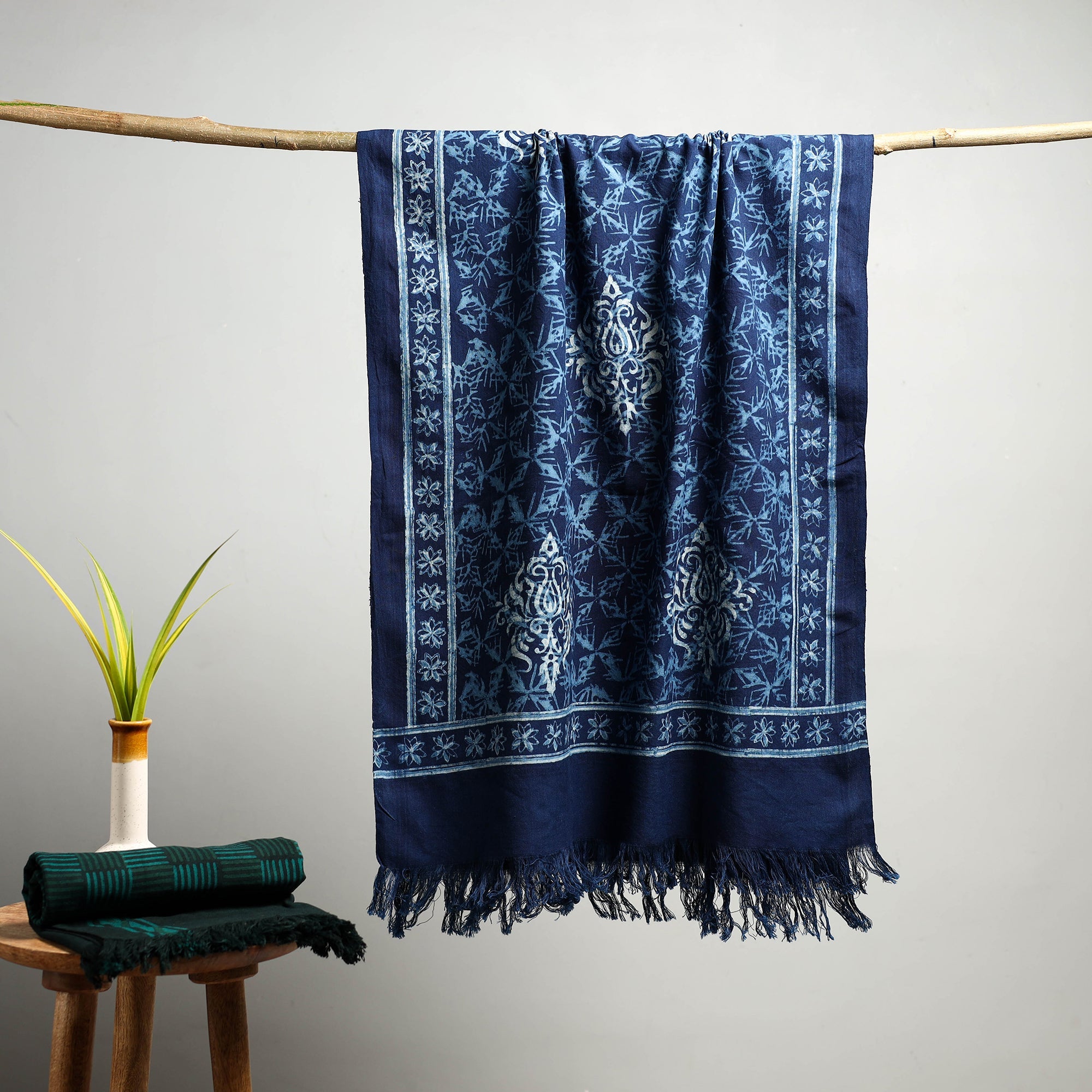 HAVELI CHRONICLES Blue - Akola Block Print Pure Handloom Cotton Towel 19
