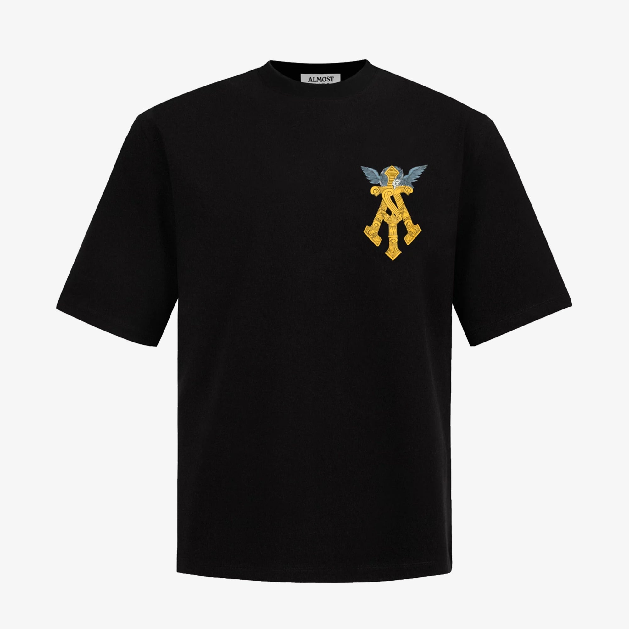 Almost Gods | Gilded Alpha Cross Relaxed Tee { Black/gold