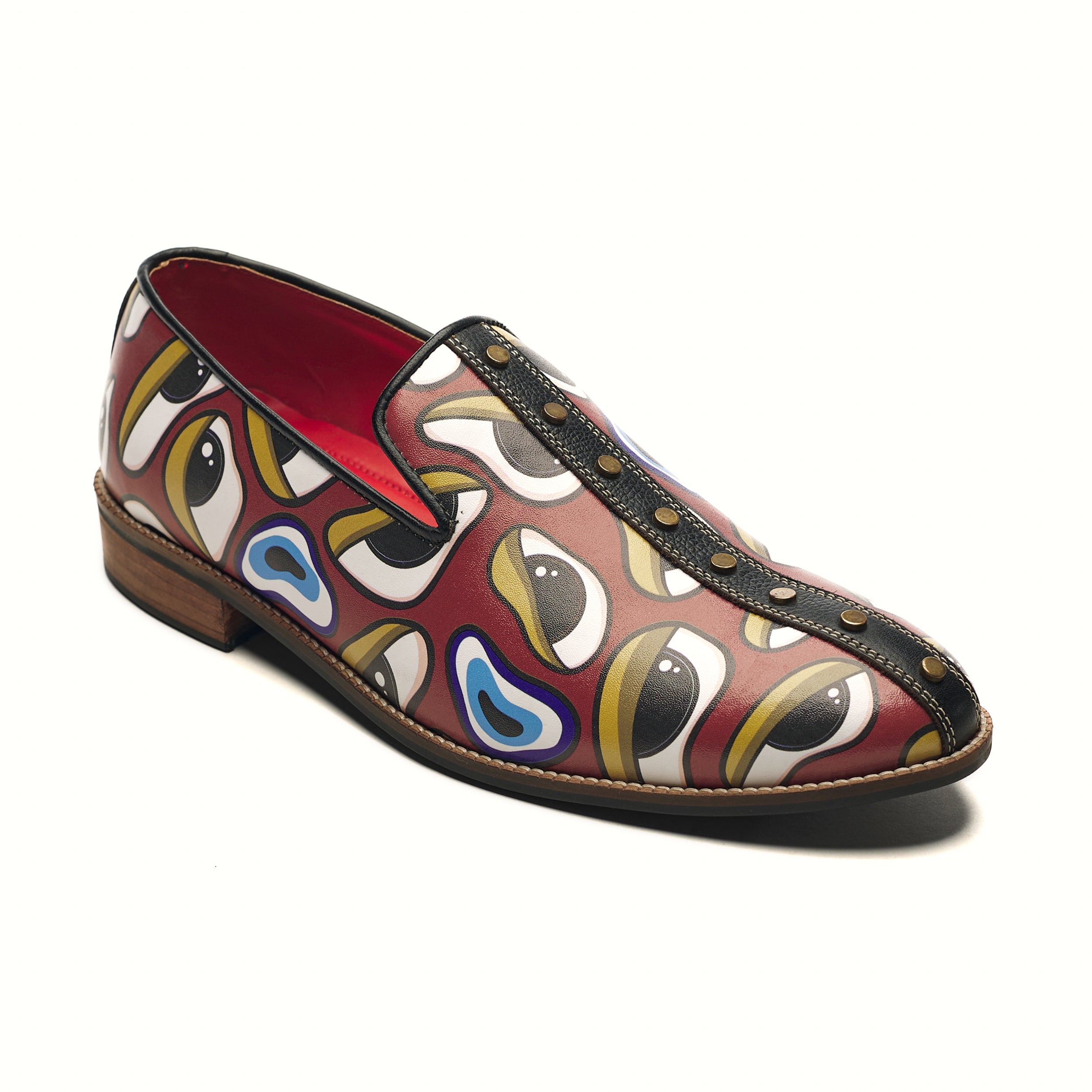 Banjaaran Studio ‘Nazar’ Striped Loafers Men – Crimson - view 2
