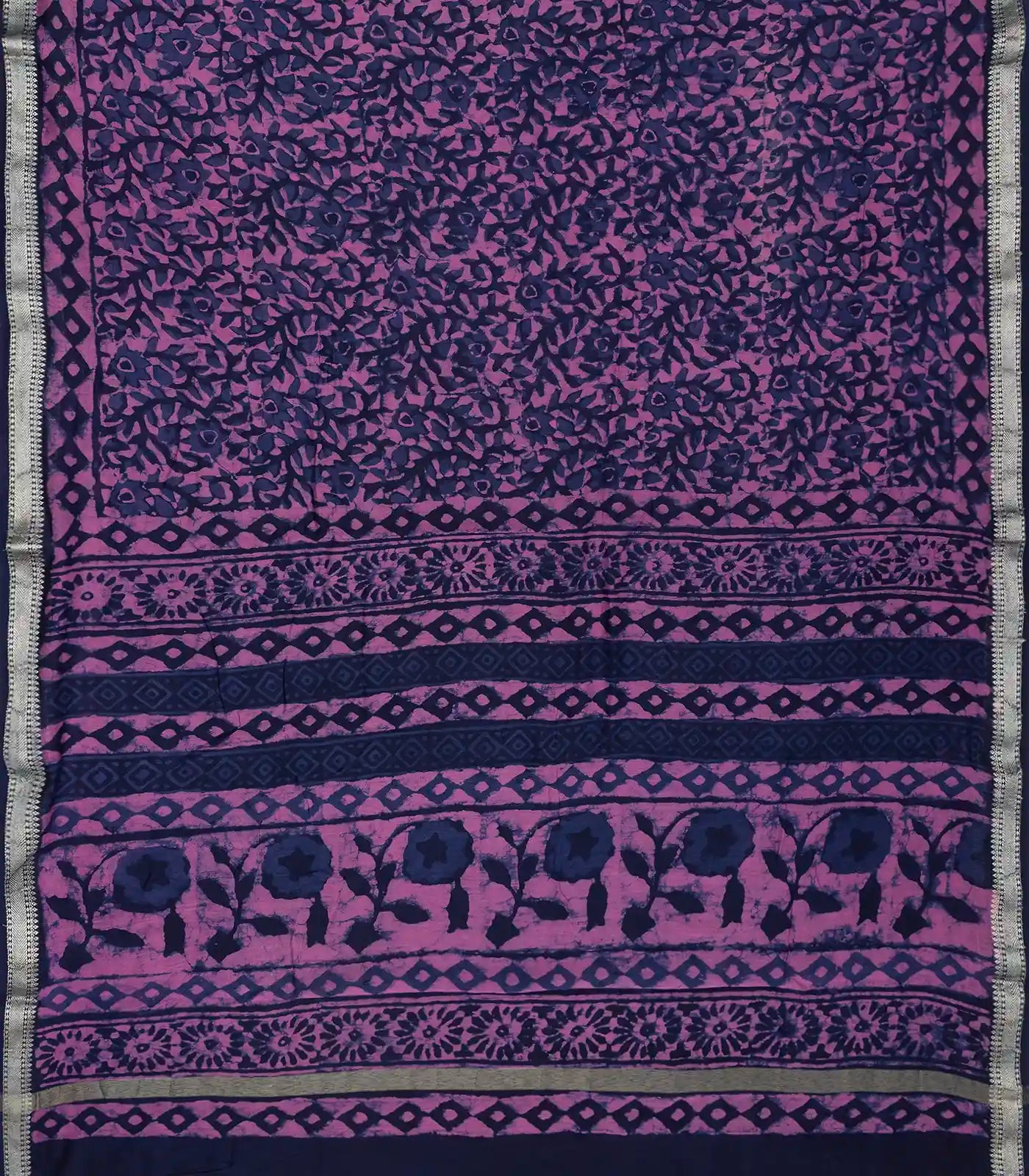 RmKV Purple Chanderi Cotton Saree Printed With Floral Motifs - view 2