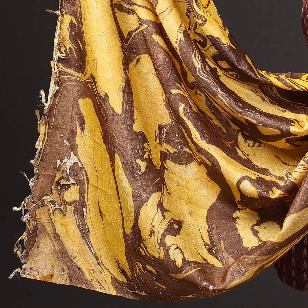 RUISA Brown - 3pc Handloom Mulberry Suit Material Set with Banana Silk Marble Printed Dupatta - view 4