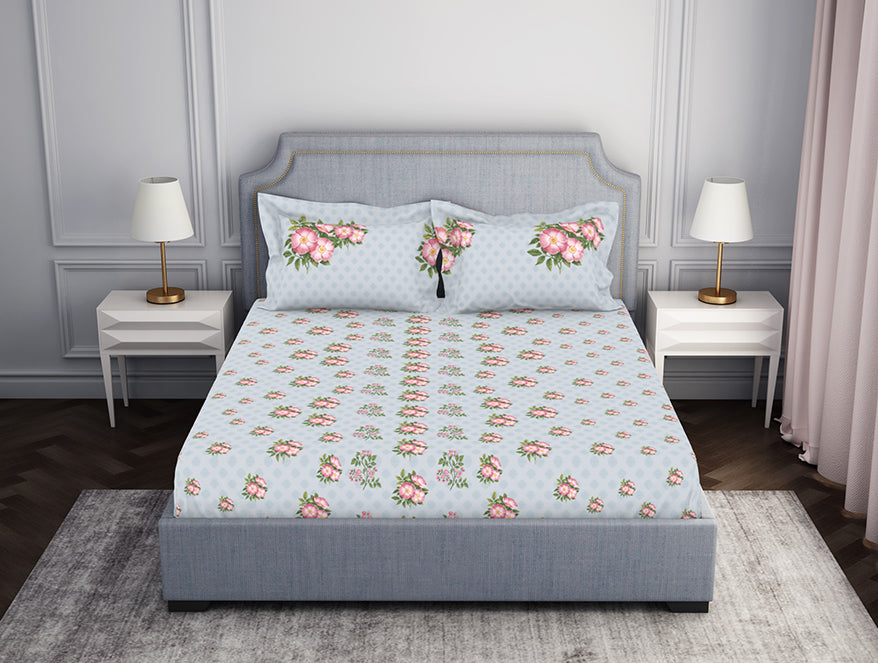 Spaces India Indie Flora Floral 100% Cotton Double Bedsheet - Essentials by Spaces