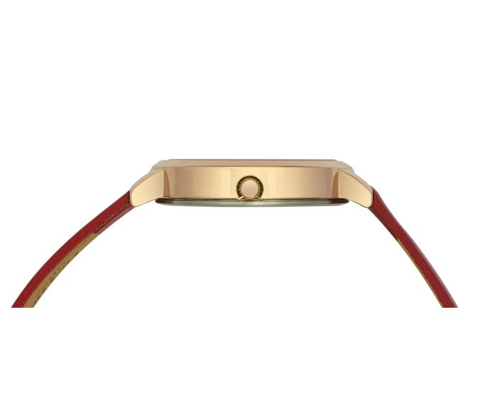 Helix Women Red Leather Strap – Rose Gold