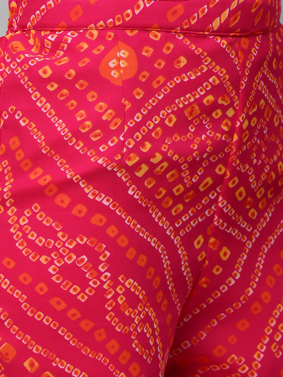 Fashor Zari Embroidered & Bandhani Printed Kurta with Sharara & Dupatta - Hot Pink - view 10