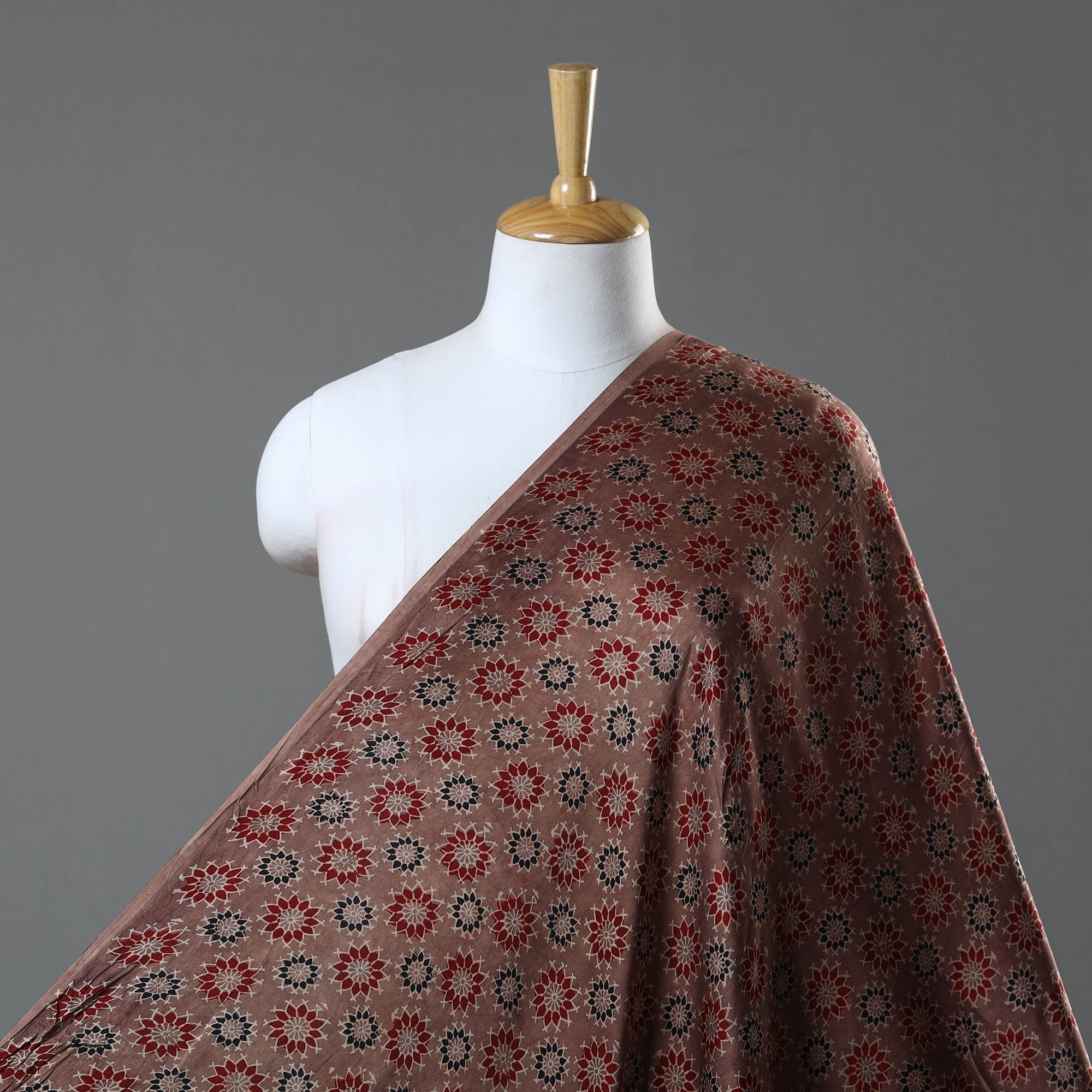 KACHCHH JI CHHAAP Brown - Modal Silk Ajrakh Print Fabric 07