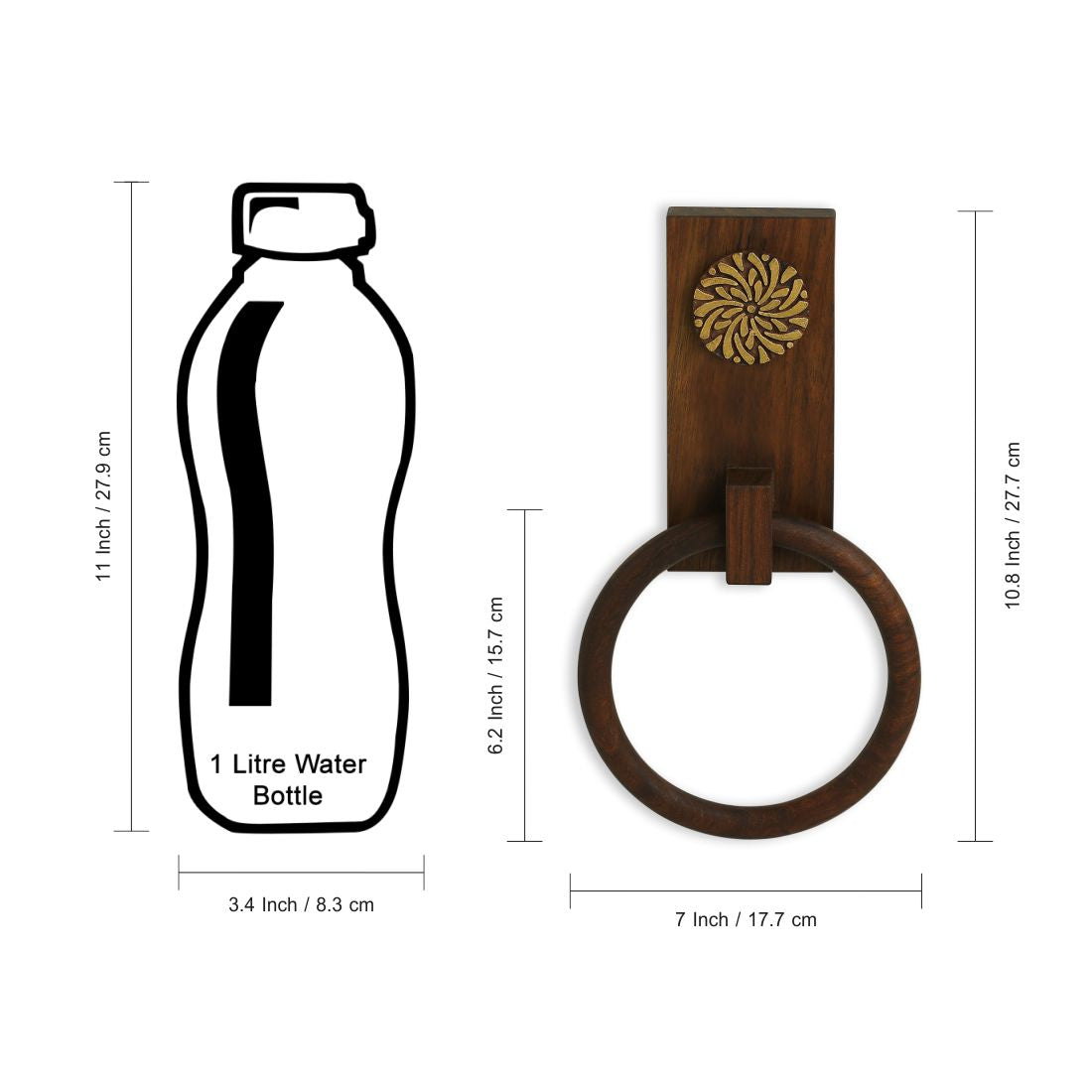 EXCLUSIVELANE 'Floral Block' Hand Carved Sheesham Wood Towel Ring Holder - view 6