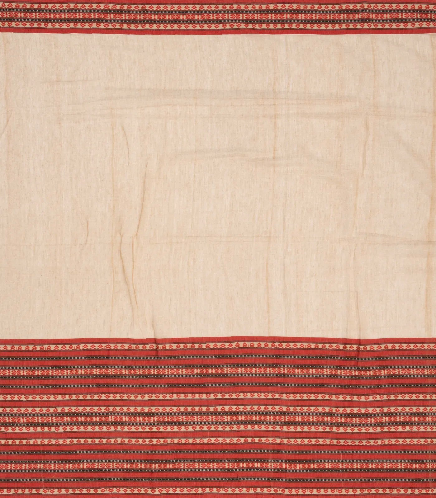 RmKV Beige Handloom Bengal Cotton Saree With Contrast Border - view 6