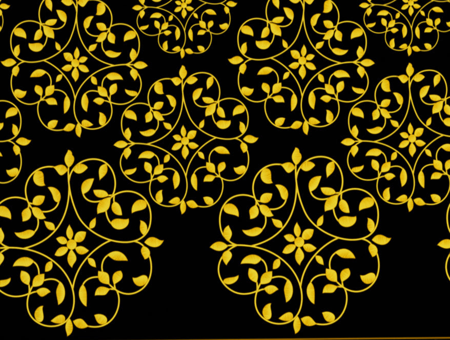 Spaces India Floral Black 100% Cotton King Size Bedsheet - Gold - Rangana By Spaces - view 6