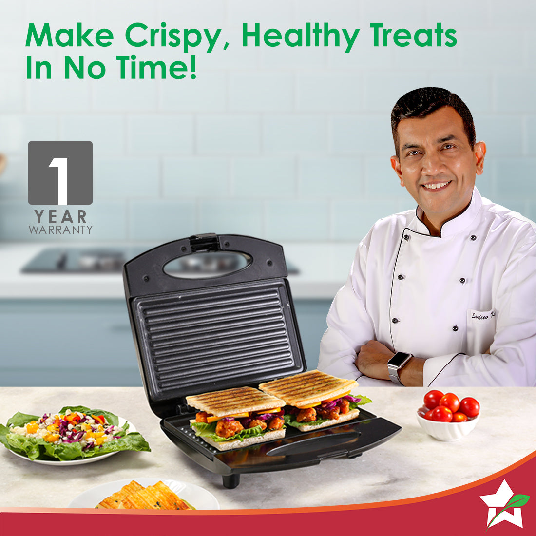 Acura Plus Sandwich Griller| 750W | Non-stick Aluminium Grill Plates by blacktree - view 2