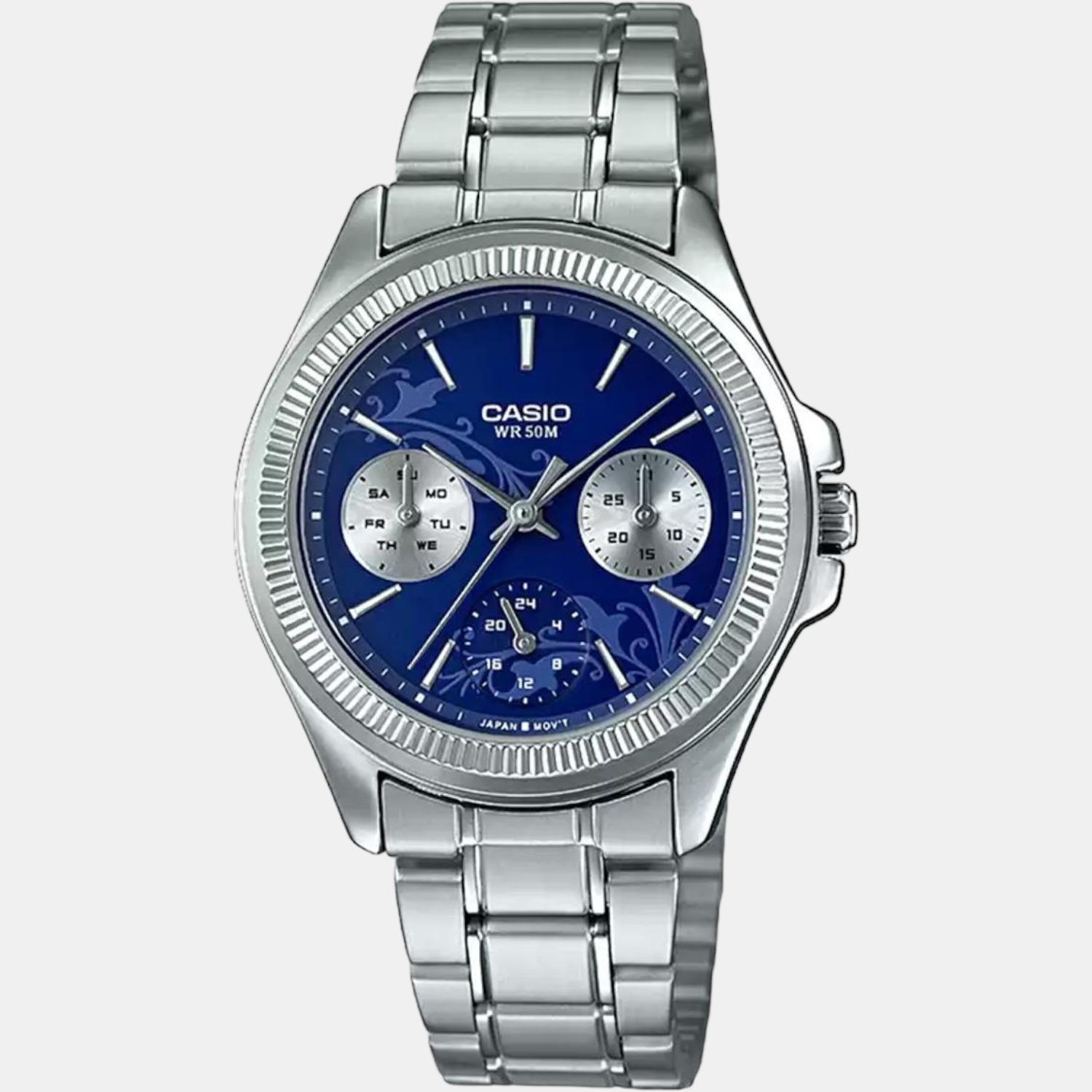 Casio Enticer Women Quartz Blue Dial Chronograph Stainless Steel Watch A1571 - view 2