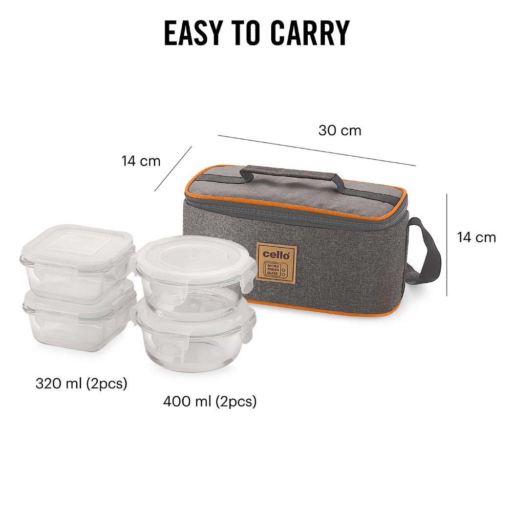 Cello Royale Borosilicate Glass Lunch Box with Jacket, Set of 4 - view 5