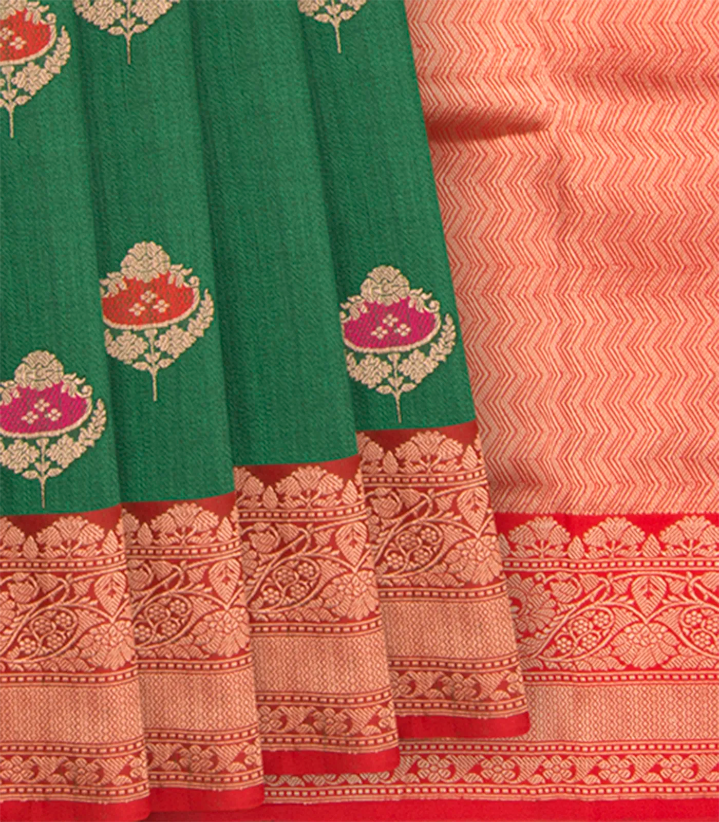 RmKV Dark-Green Handwoven Banarasi Silk Saree
