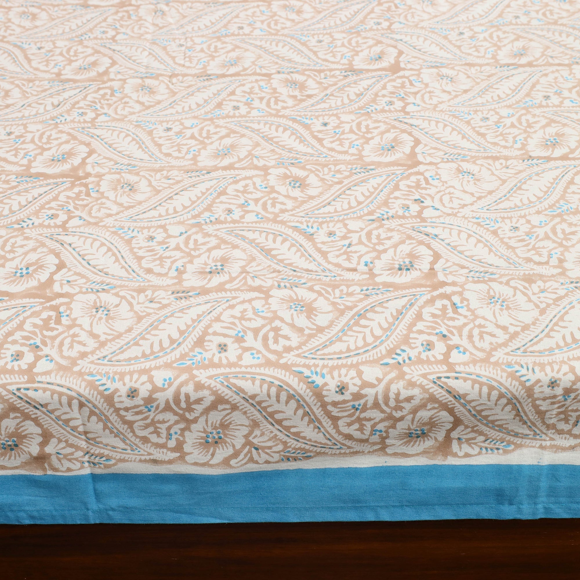 ARTISAN HAND BLOCK PRINTS Beige - Pure Cotton Double Sanganeri Print Bed Sheet 09 - view 5