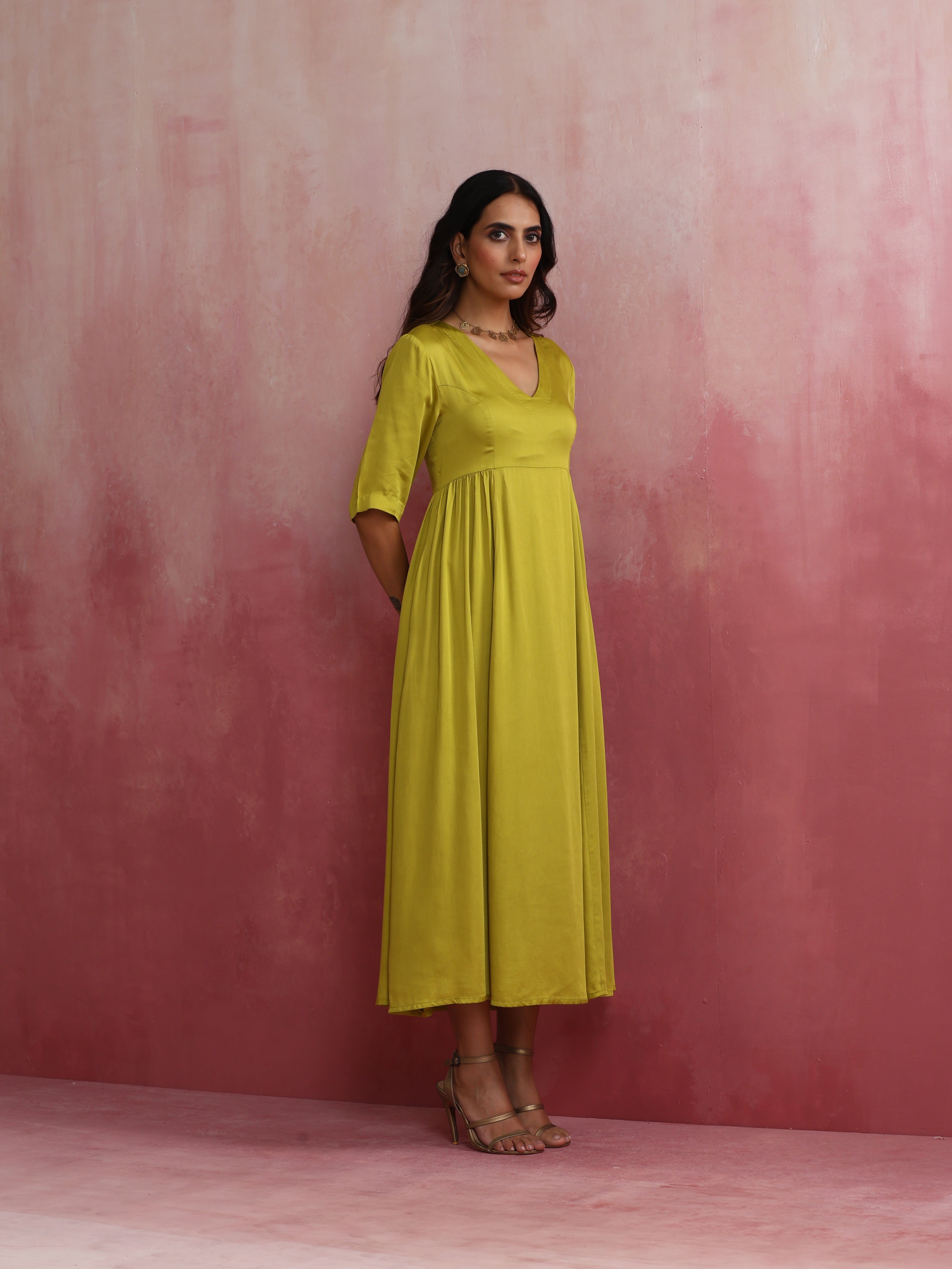 trueBrowns Modal Lime Green Dress - view 2