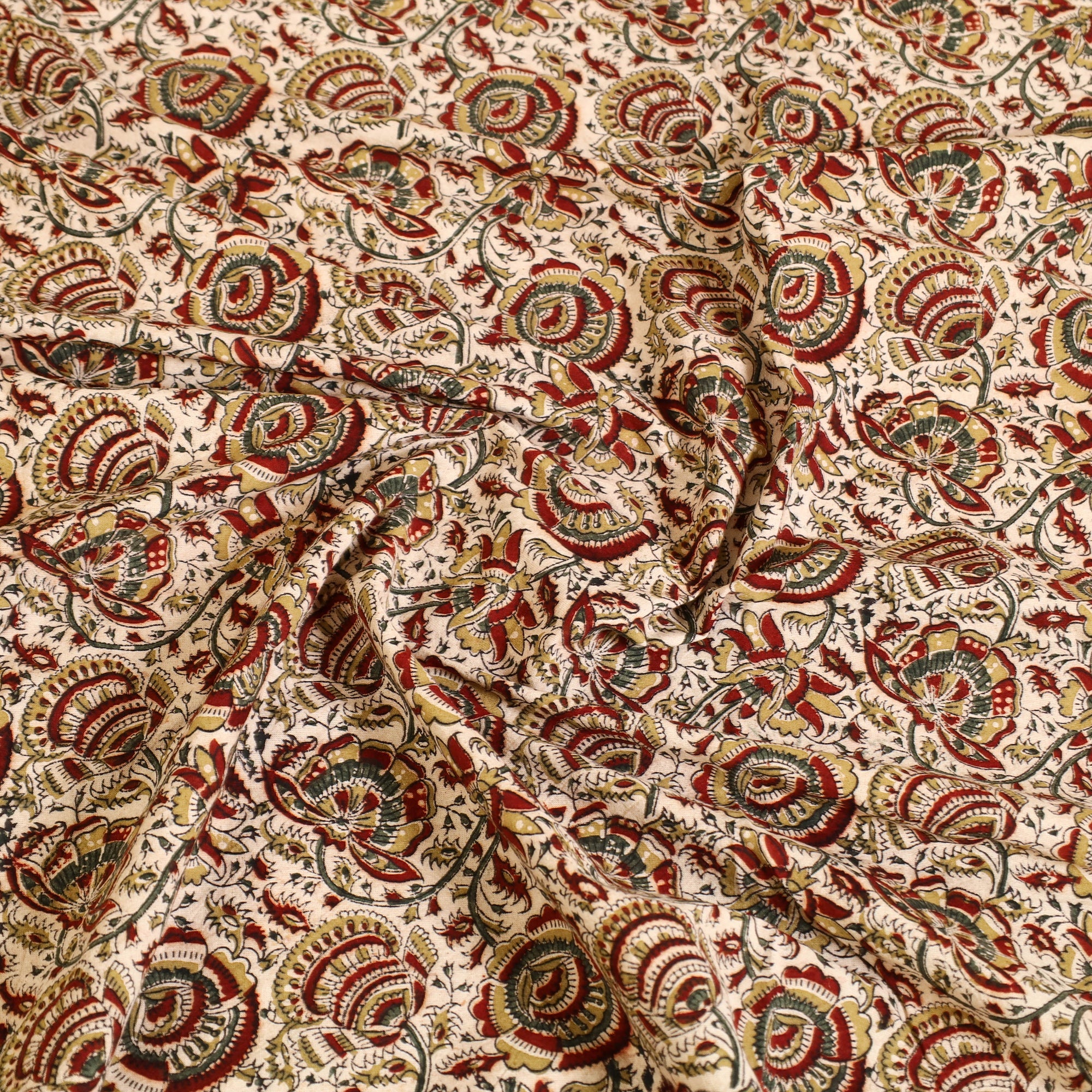 PITCHUKA SRINIVAS KALAMKARI PEDANA Beige -Block Print Cotton Pedana Kalamkari Bed Sheet 06 - view 4