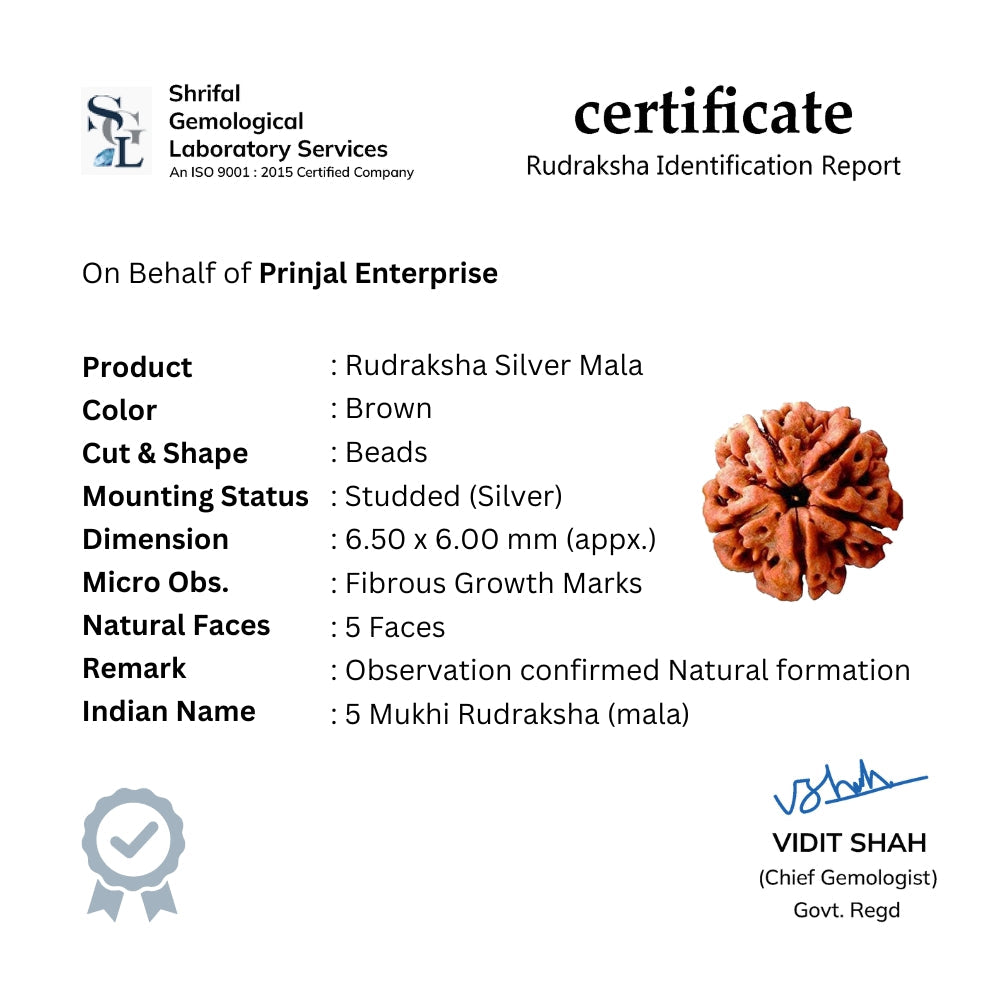 Prinjal Jewellers Rudraksha Silver Mala (Oval Beads) - view 4
