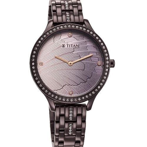 Titan Glitz Purple Dial Analog Stainless Steel Strap Watch for Women 36mm NS95209QM01 - view 2