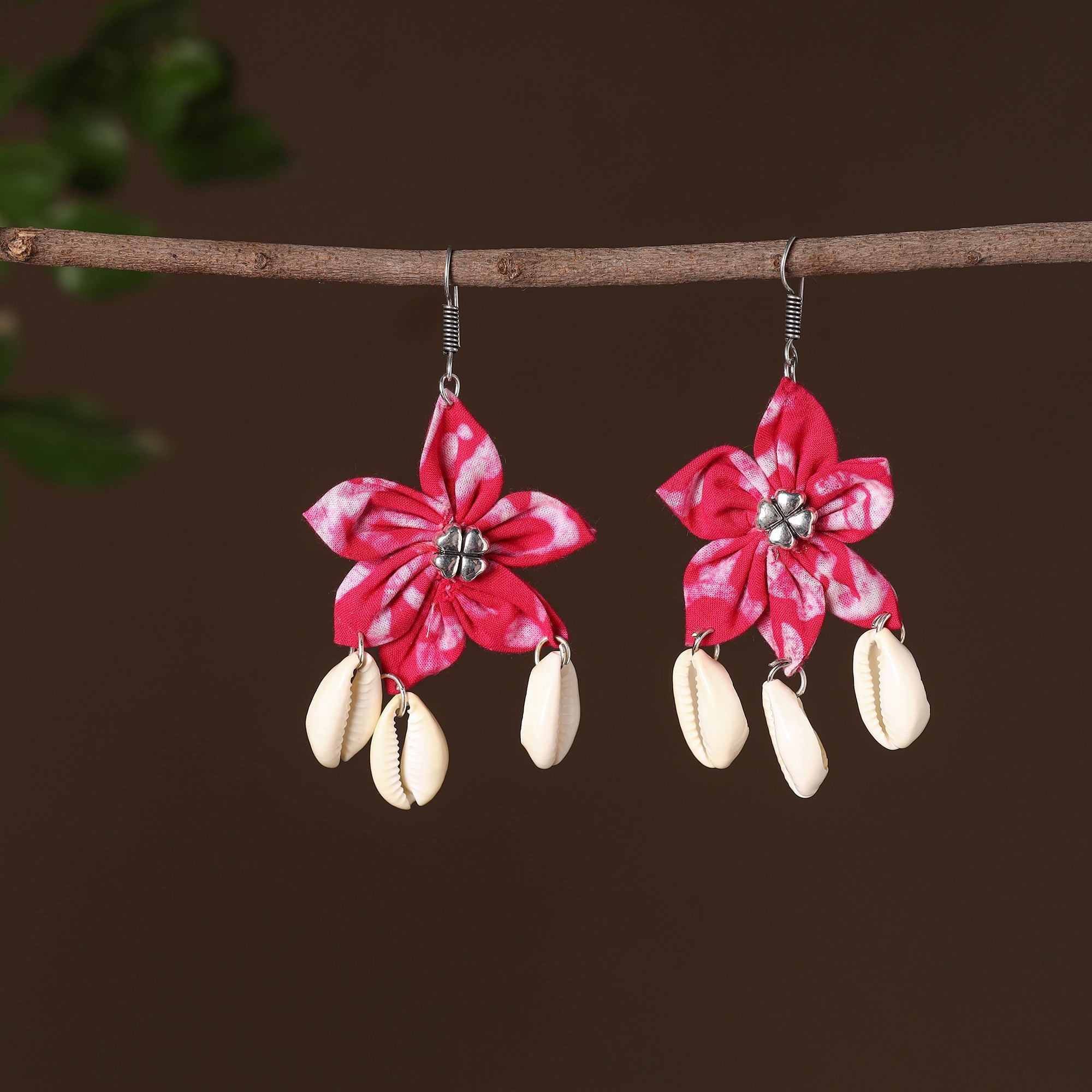 JALPARI Riya Fabart Phool Kali Shell Earrings
