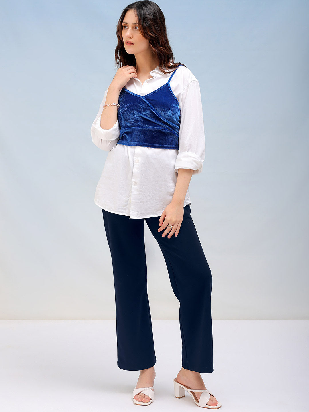 Freehand By The Indian Garage Co Women's Solid Fitted Velvet Crop Top - view 2