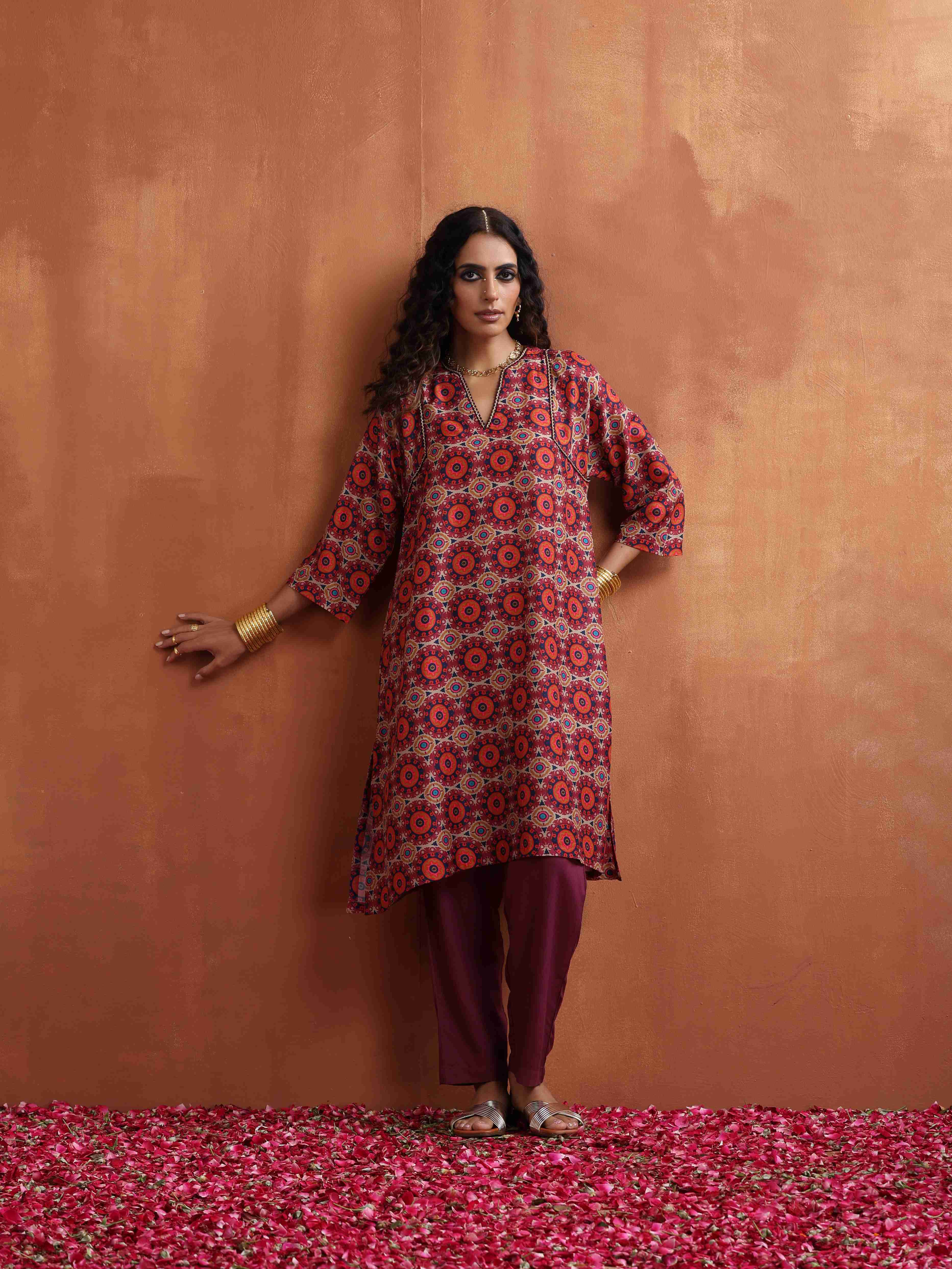 trueBrowns Beige Mandala Print Kurta Co-ord Set - view 2