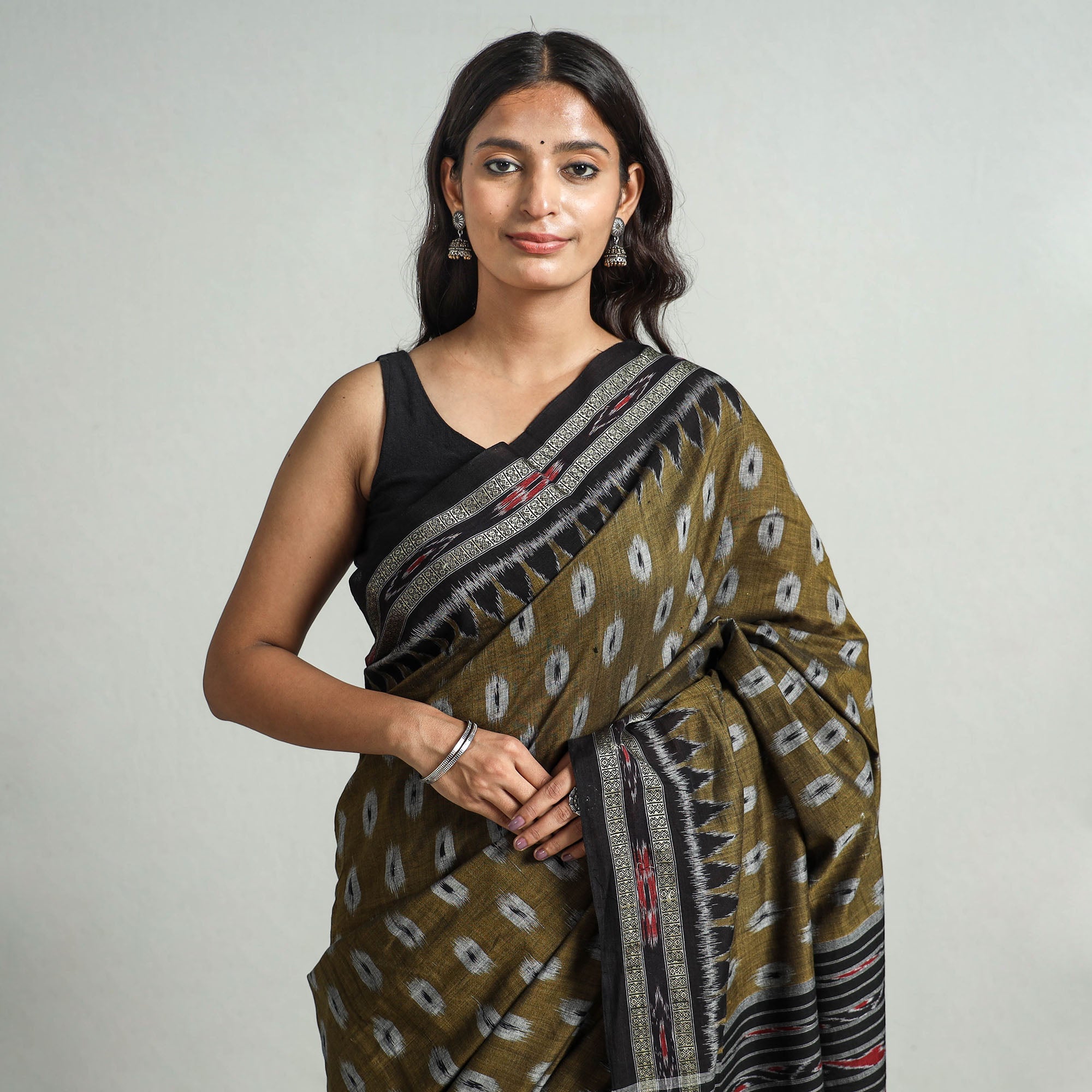 ASHOKA ASSEMBLE - CELEBRATING CRAFTS OF ODISHA Brown - Khandua Ikat Weave Handloom Cotton Saree 24 - view 3