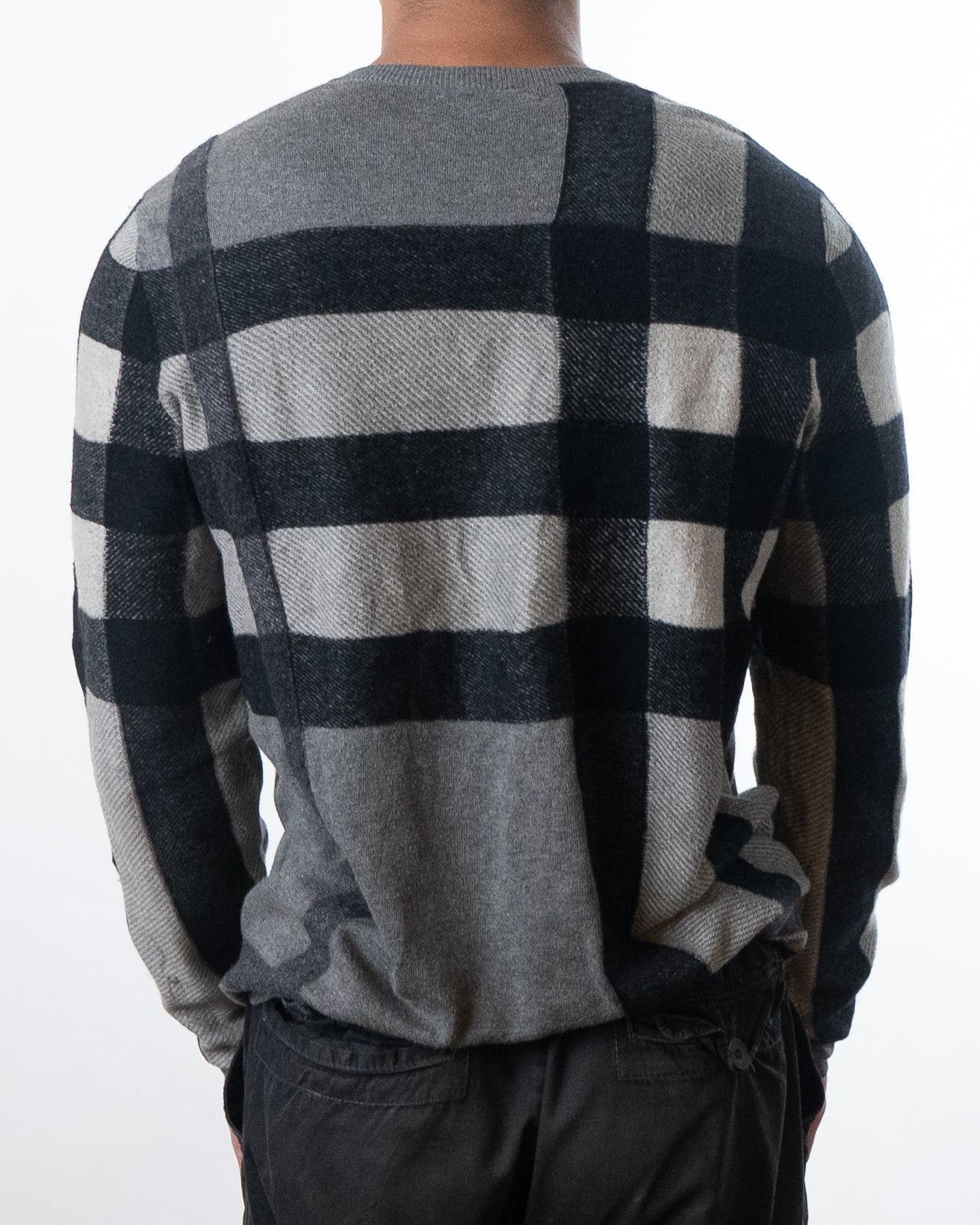 Burberry Check Wool Blend V-Neck Sweater - view 2